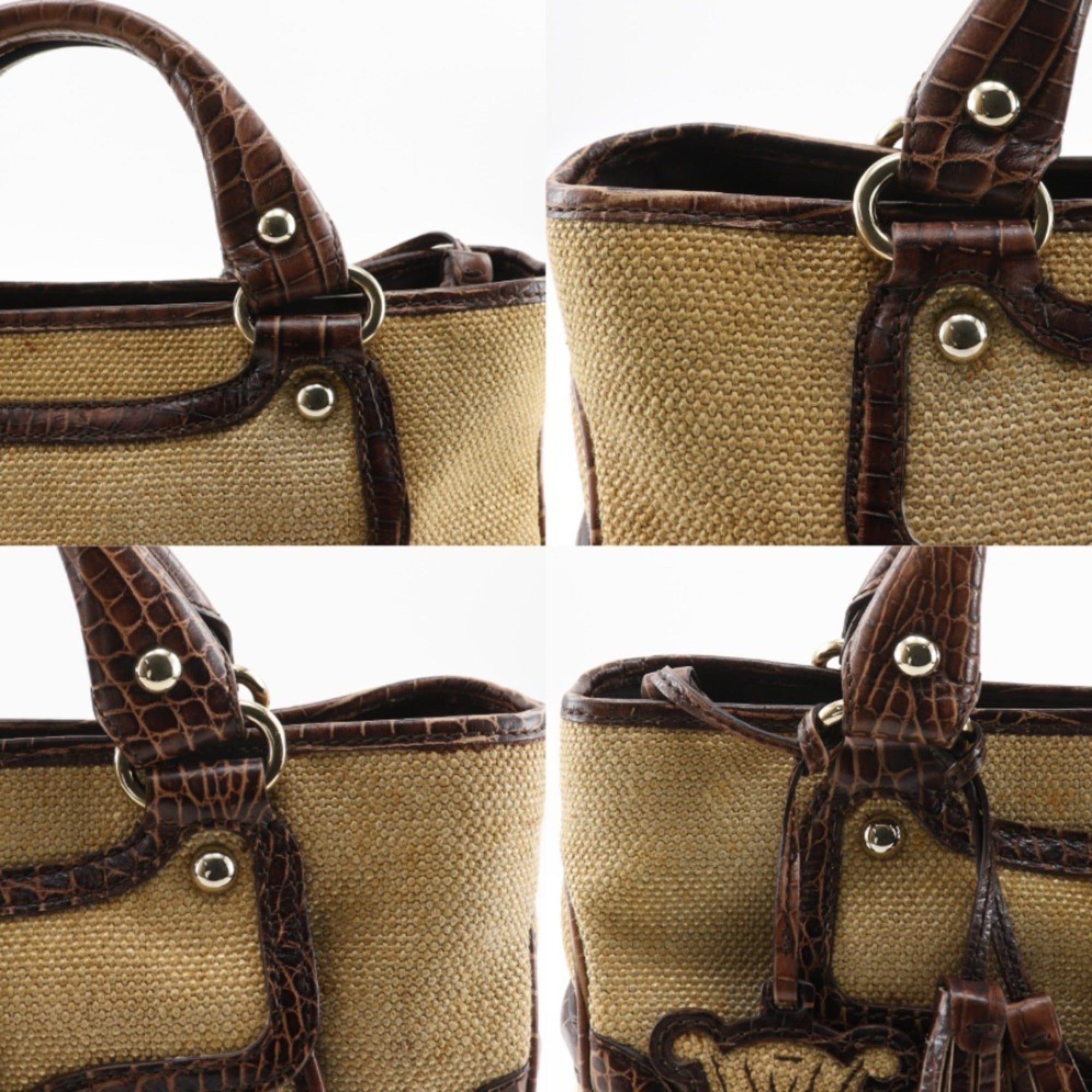 Celine Boogie Brown Straw Leather Handbag (Pre-Owned)