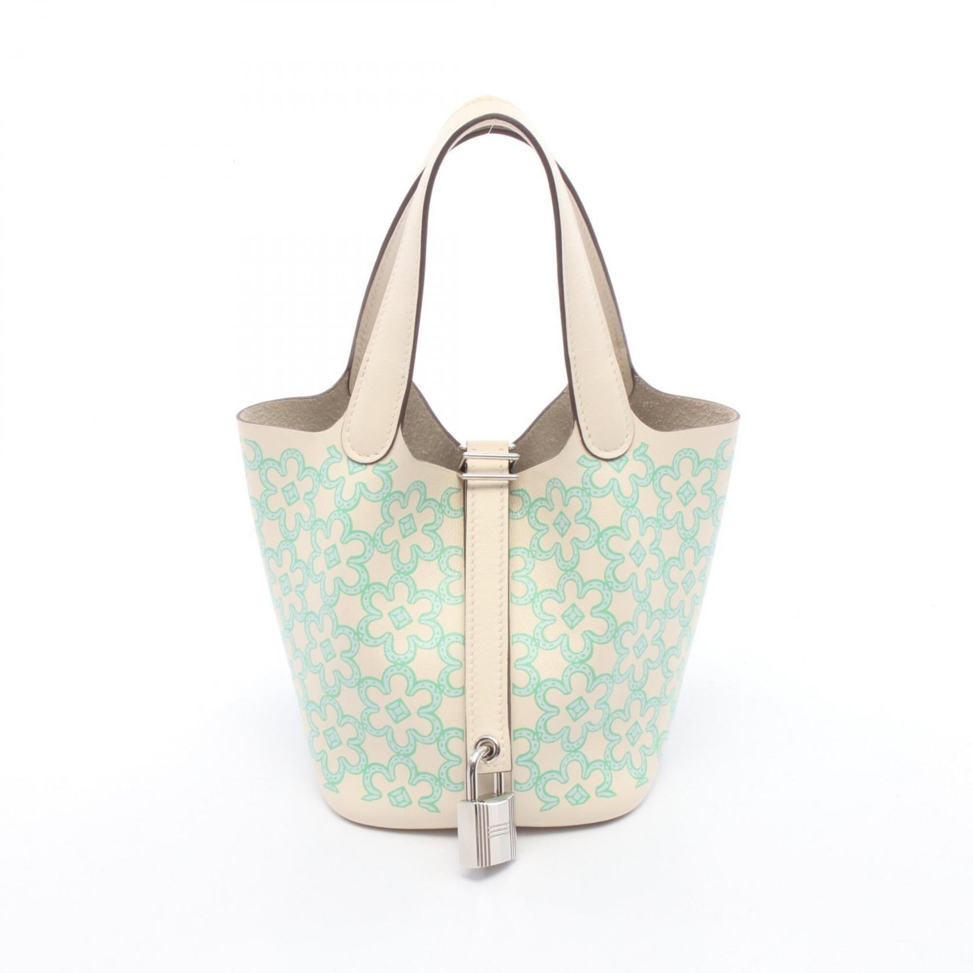 Hermes Blue Green Ivory Swift Leather Leather Handbag (Pre-Owned)