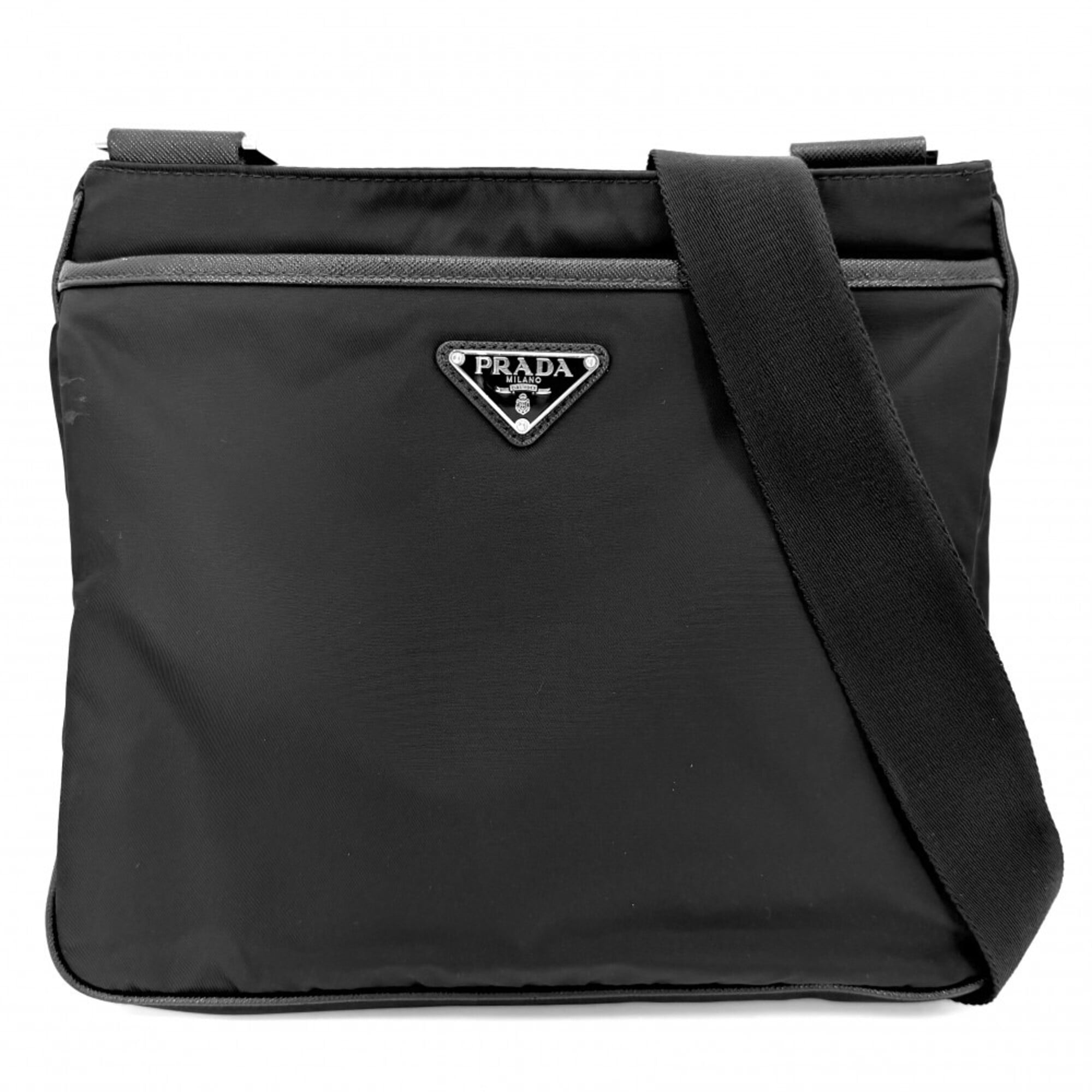Prada Black Nylon Leather Shoulder Bag (Pre-Owned)