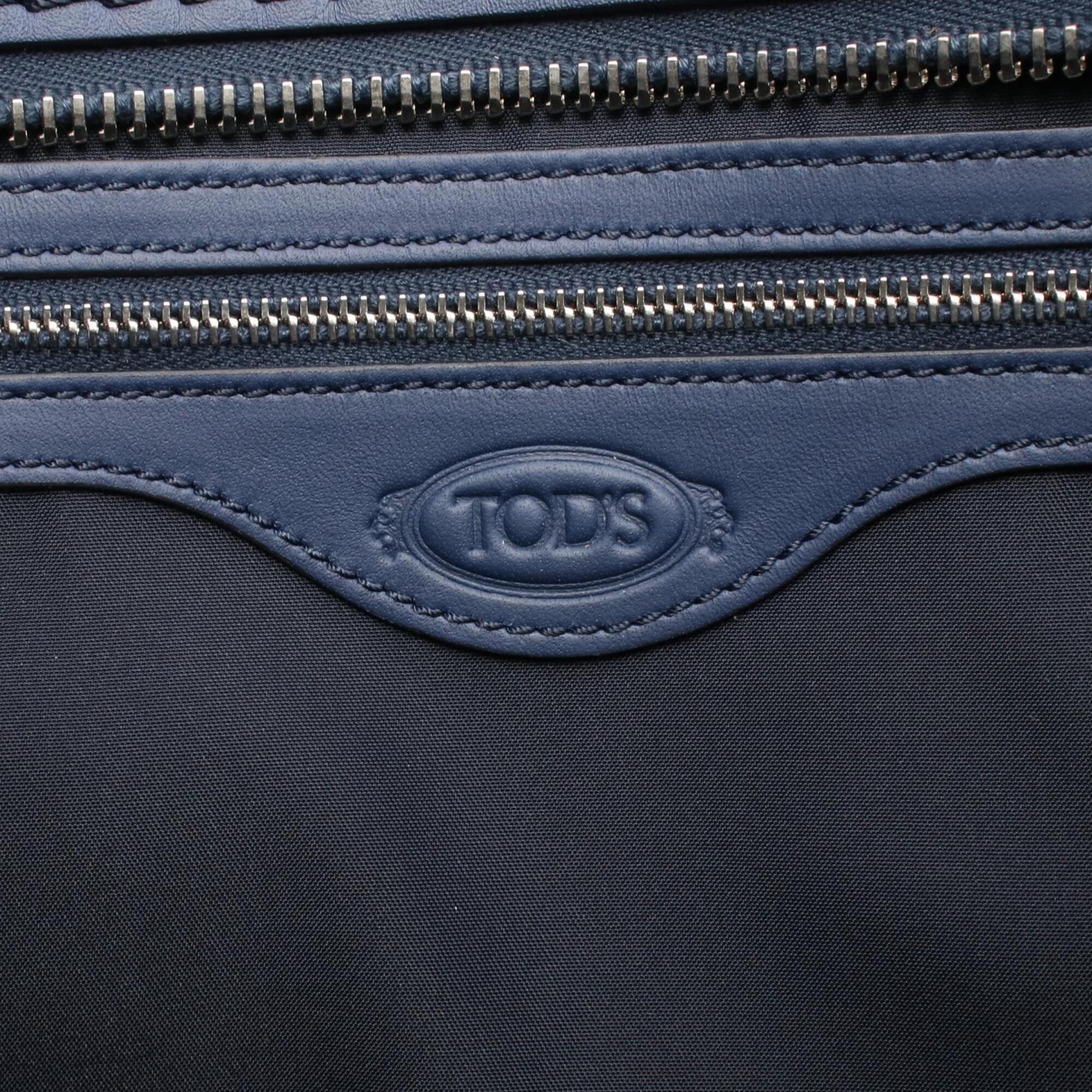 Tod's Navy Leather Handbag Tote Bag (Pre-Owned)