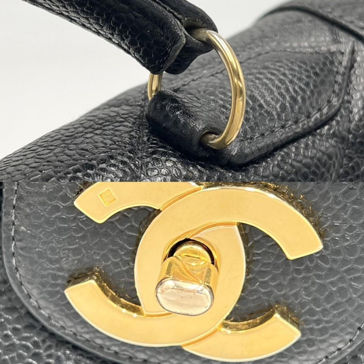 Chanel Black Grained Calfskin Handbag (Pre-Owned)
