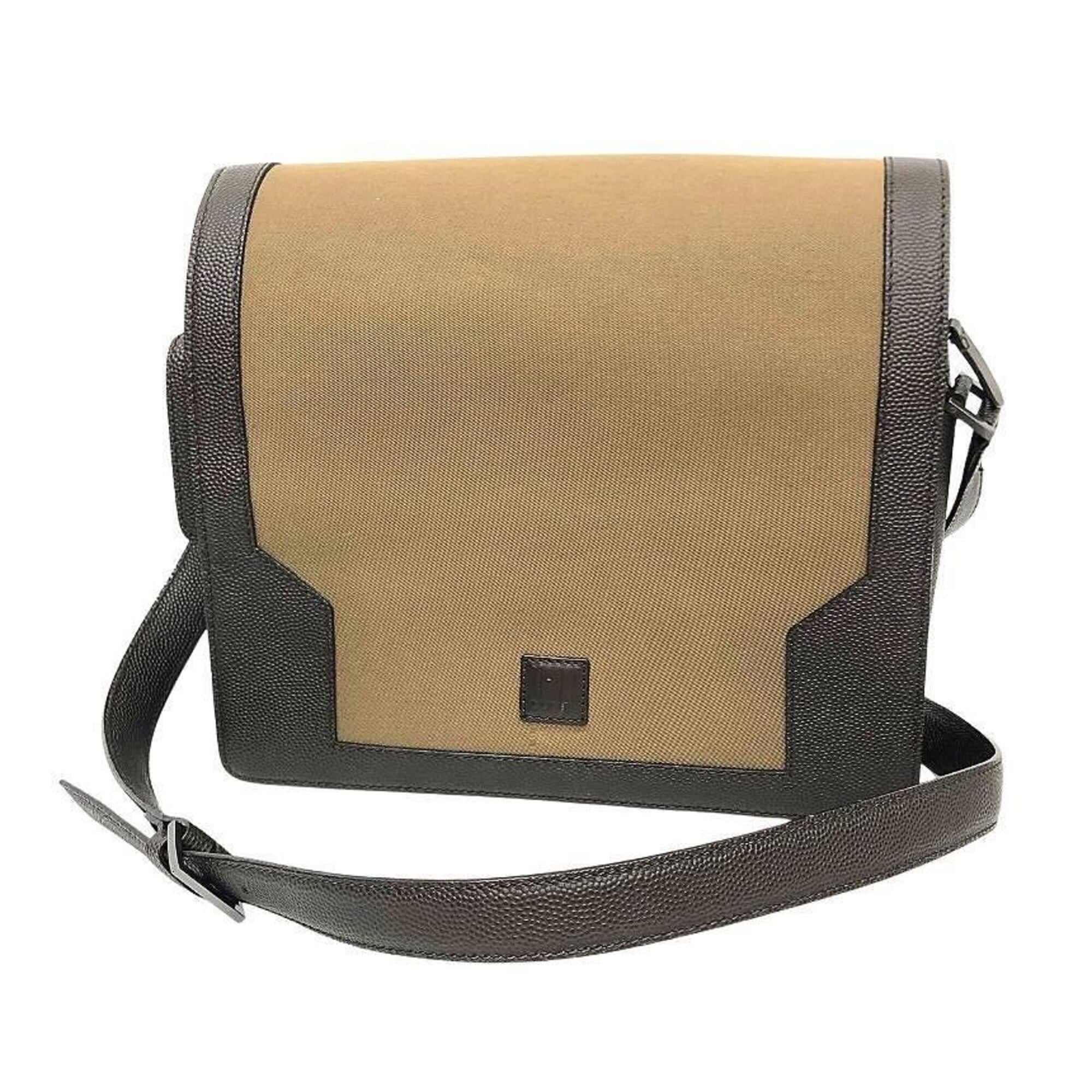 Dunhill Brown Canvas Leather Messenger Bag Shoulder Bag (Pre-Owned)
