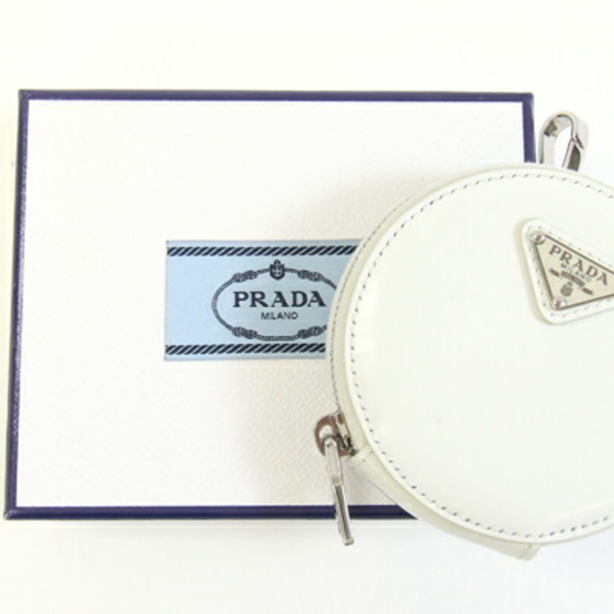 Prada Silver White Leather Pouch (Pre-Owned)