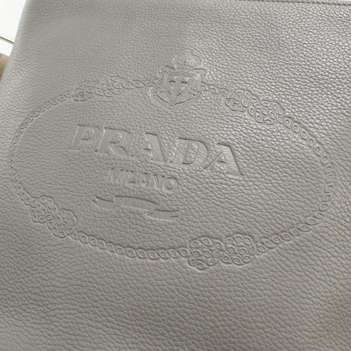 Prada Gray Leather Shoulder Bag (Pre-Owned)