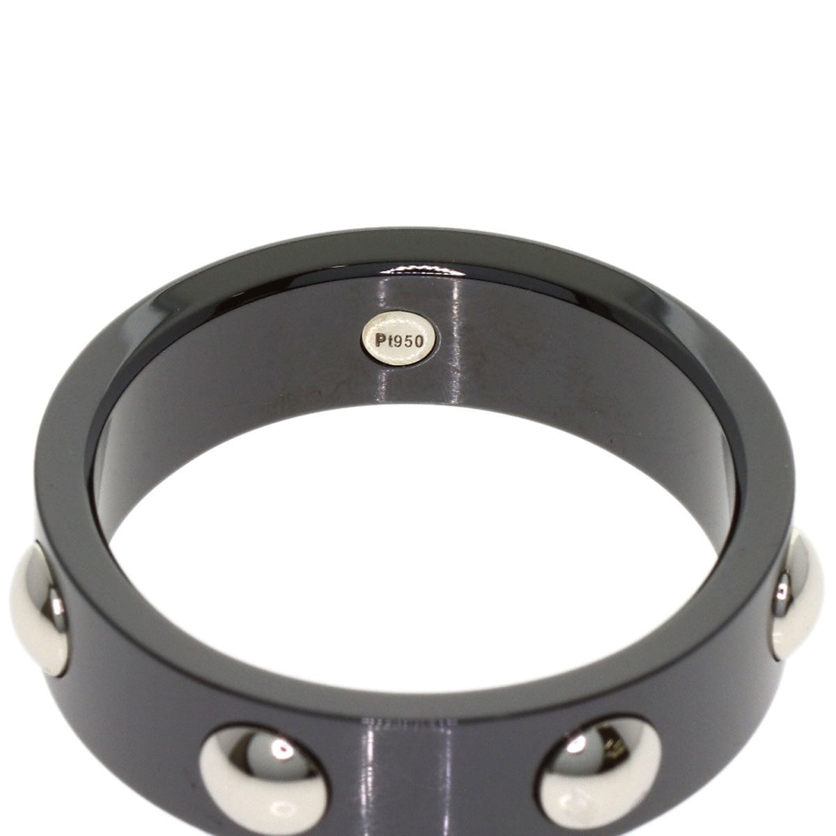 Louis Vuitton Ceramic Platinum 950 Band Ring (Pre-Owned)