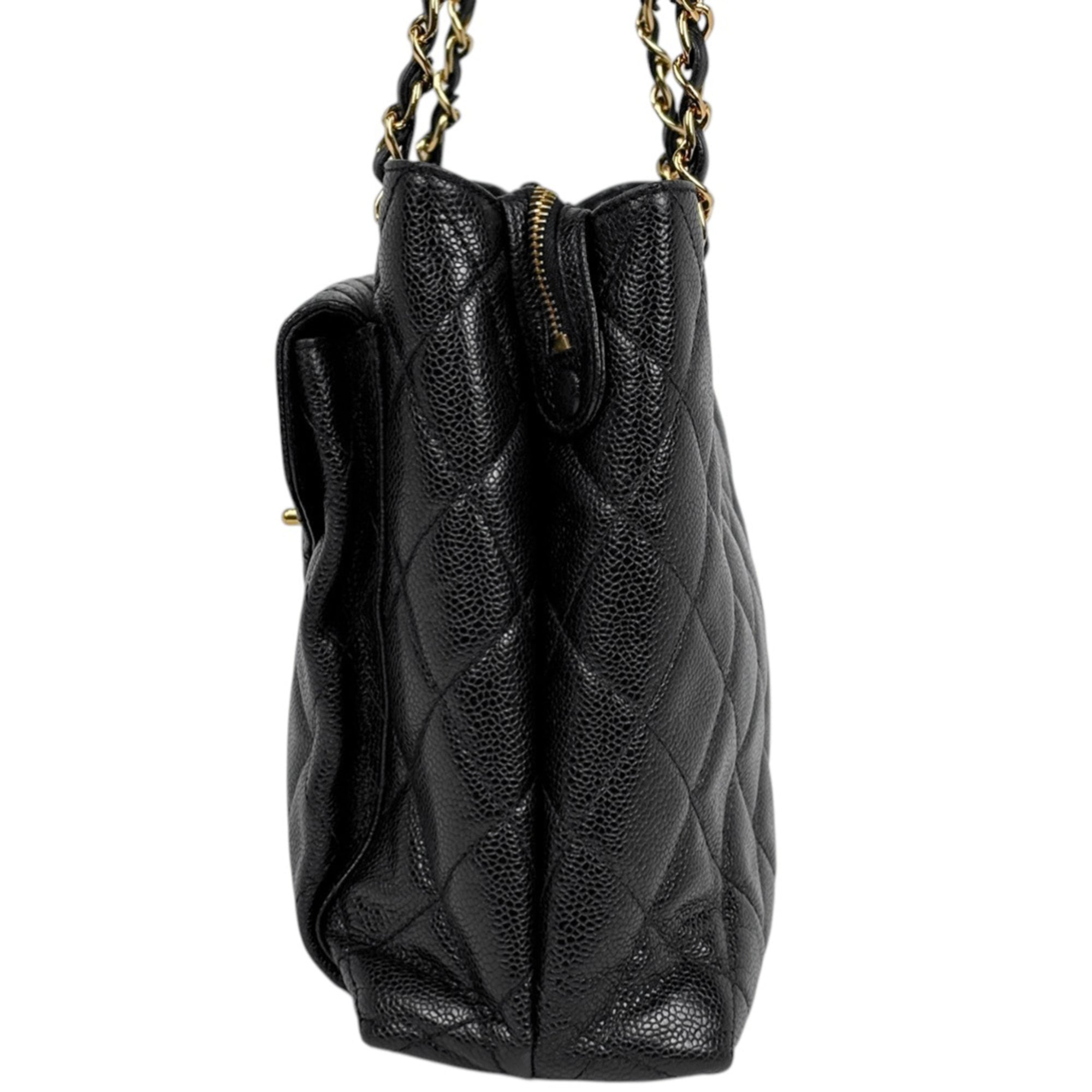 Chanel Black Grained Calfskin Shoulder Bag Tote Bag (Pre-Owned)