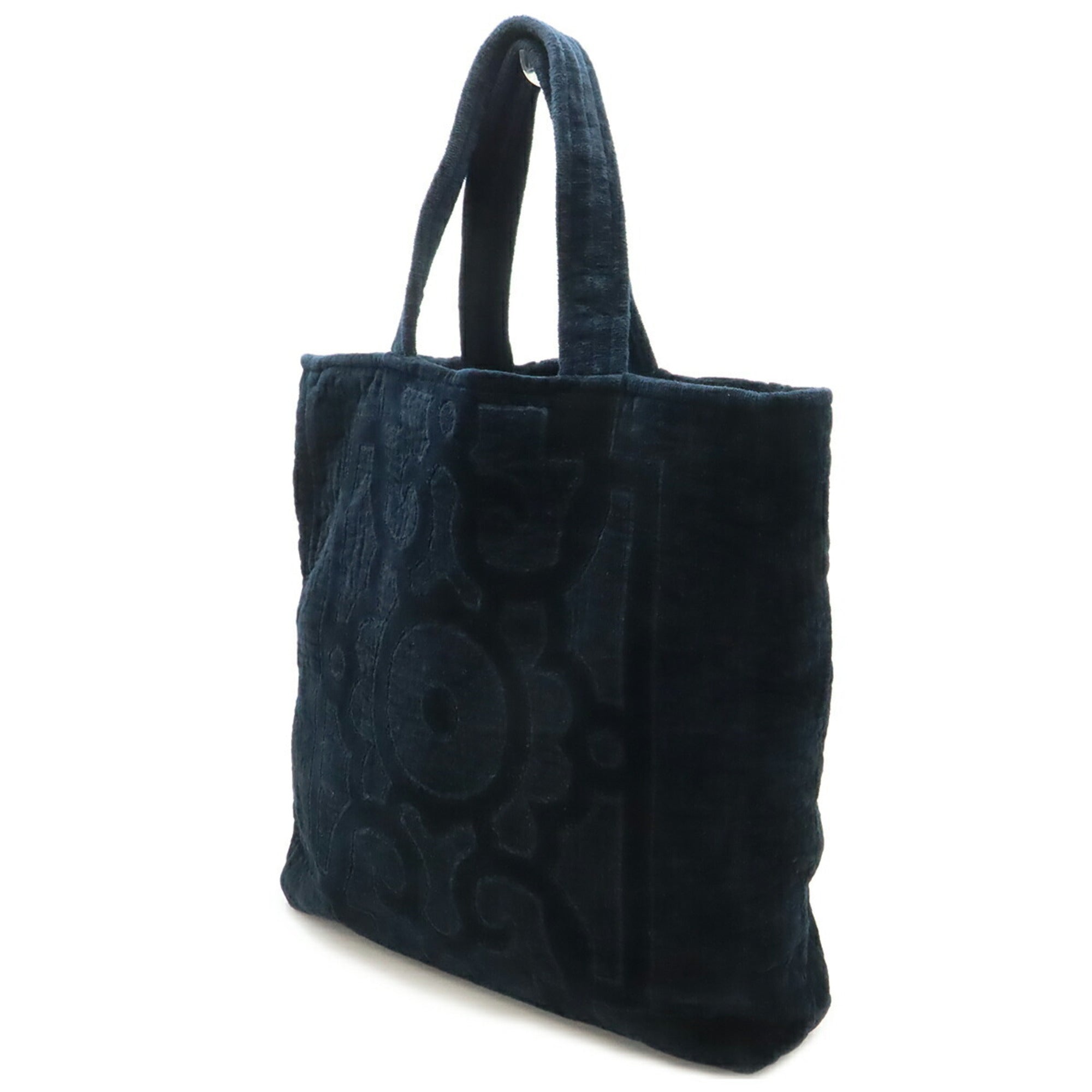 Chanel Black Pile Fabric Beach Bag Shoulder Bag Tote Bag (Pre-Owned)