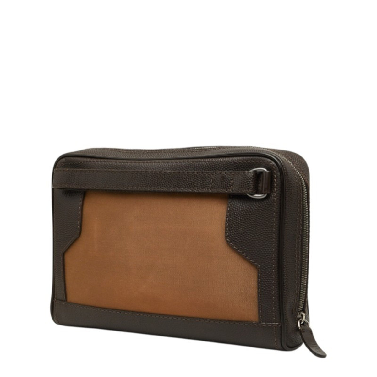Dunhill Brown Canvas Leather Clutch Bag (Pre-Owned)