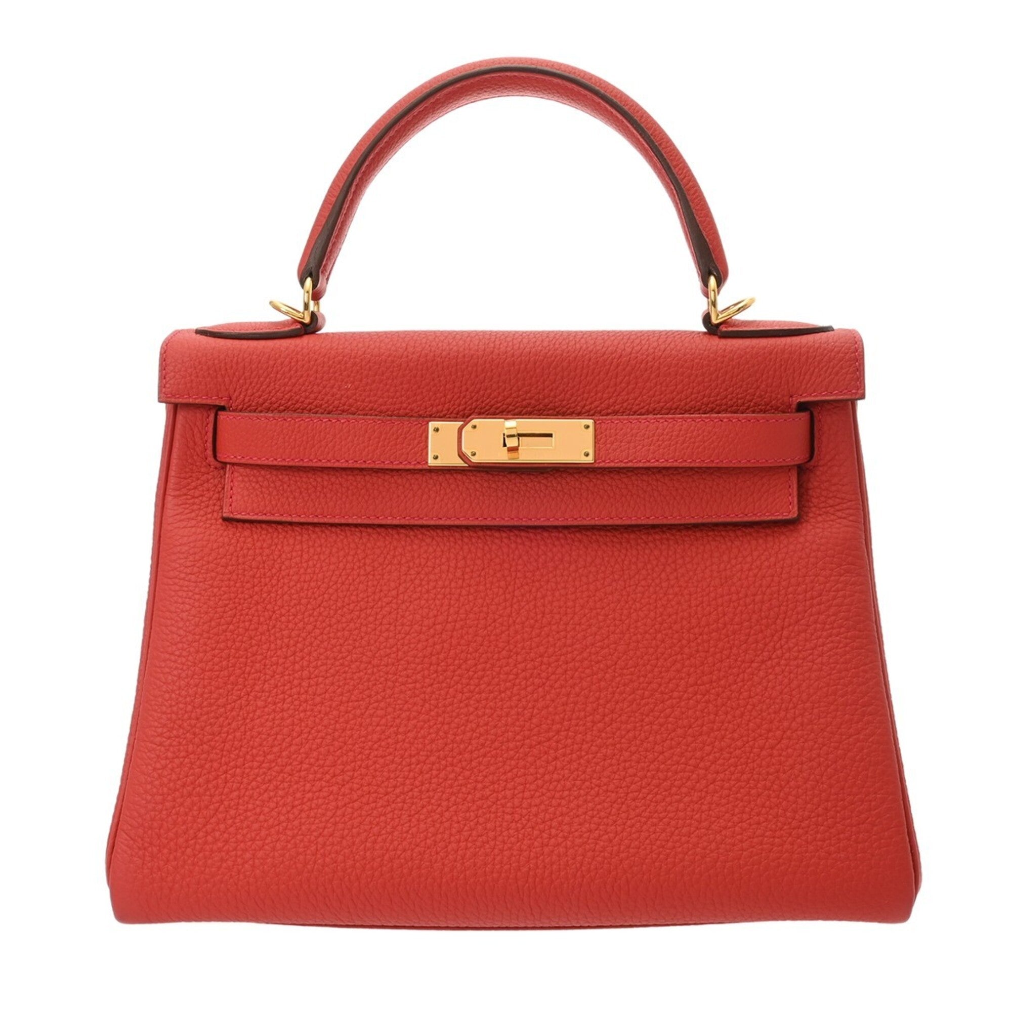Hermes Vermilion Taurillon Clemence Leather Handbag (Pre-Owned)