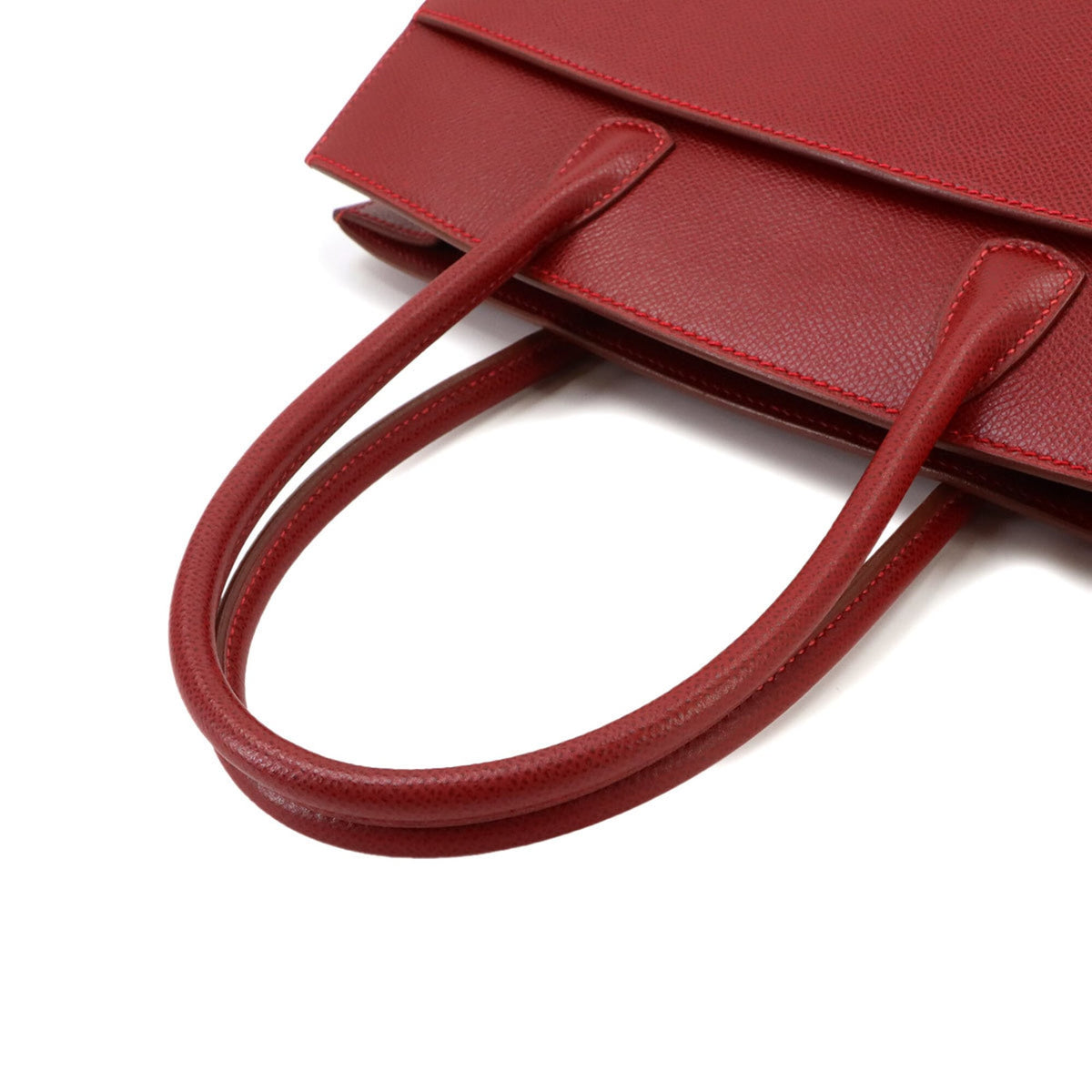Hermes Red Color Lisse Leather Handbag Tote Bag (Pre-Owned)