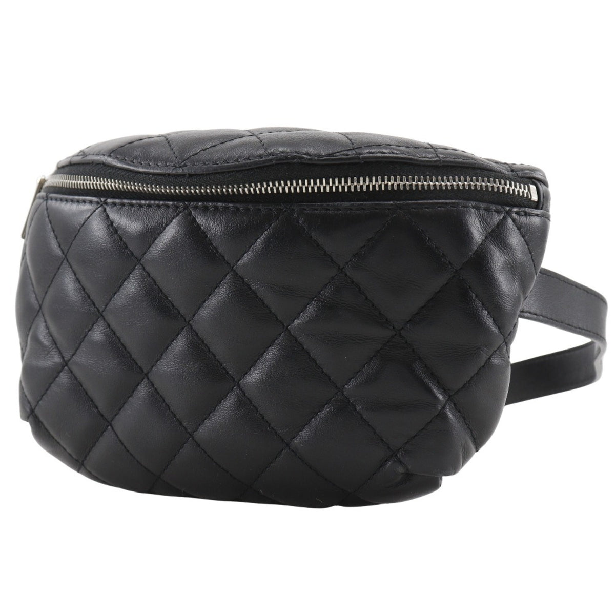 Chanel Black Leather Fanny Pack Sling Bag (Pre-Owned)