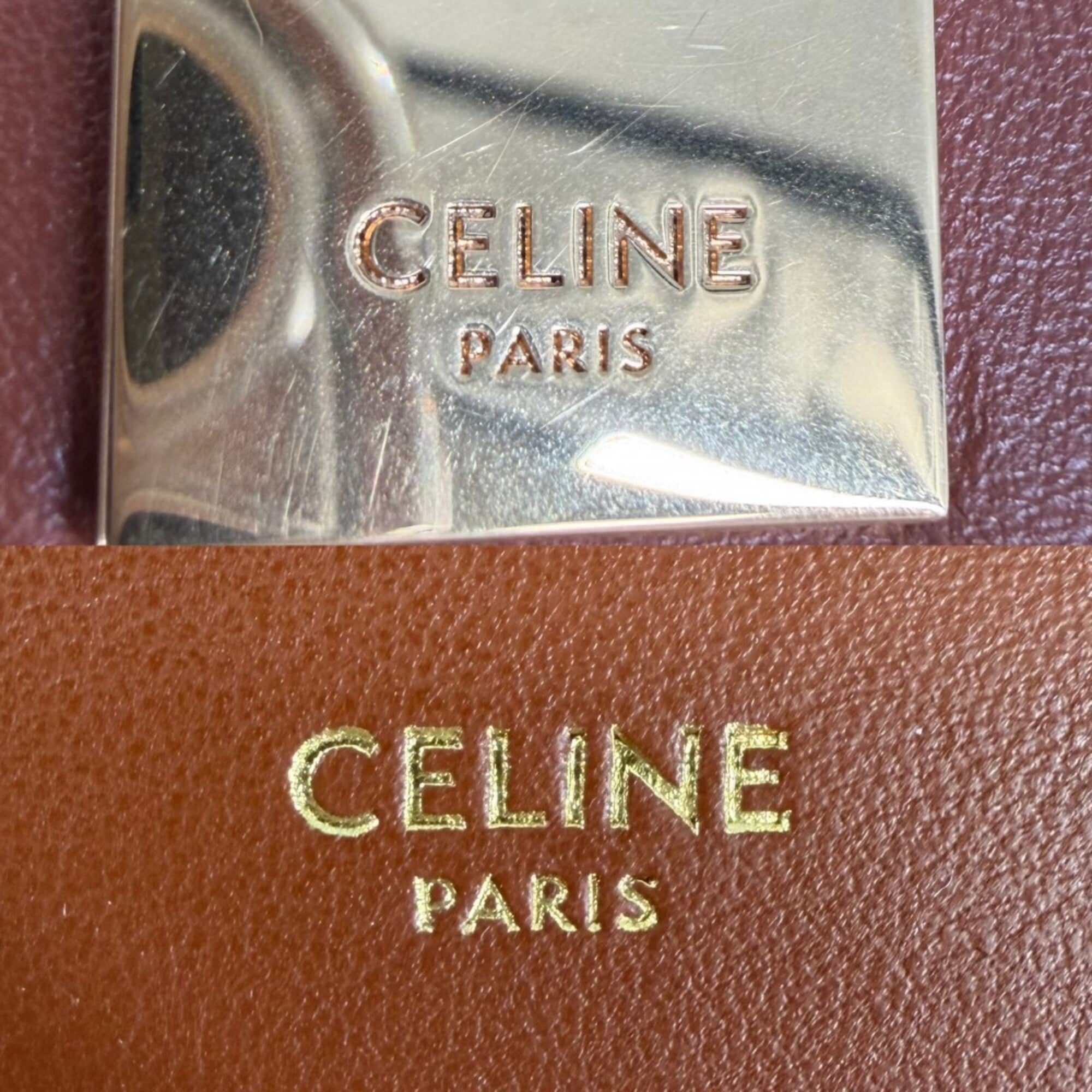 Celine Brown Leather Handbag Pouch Shoulder Bag (Pre-Owned)