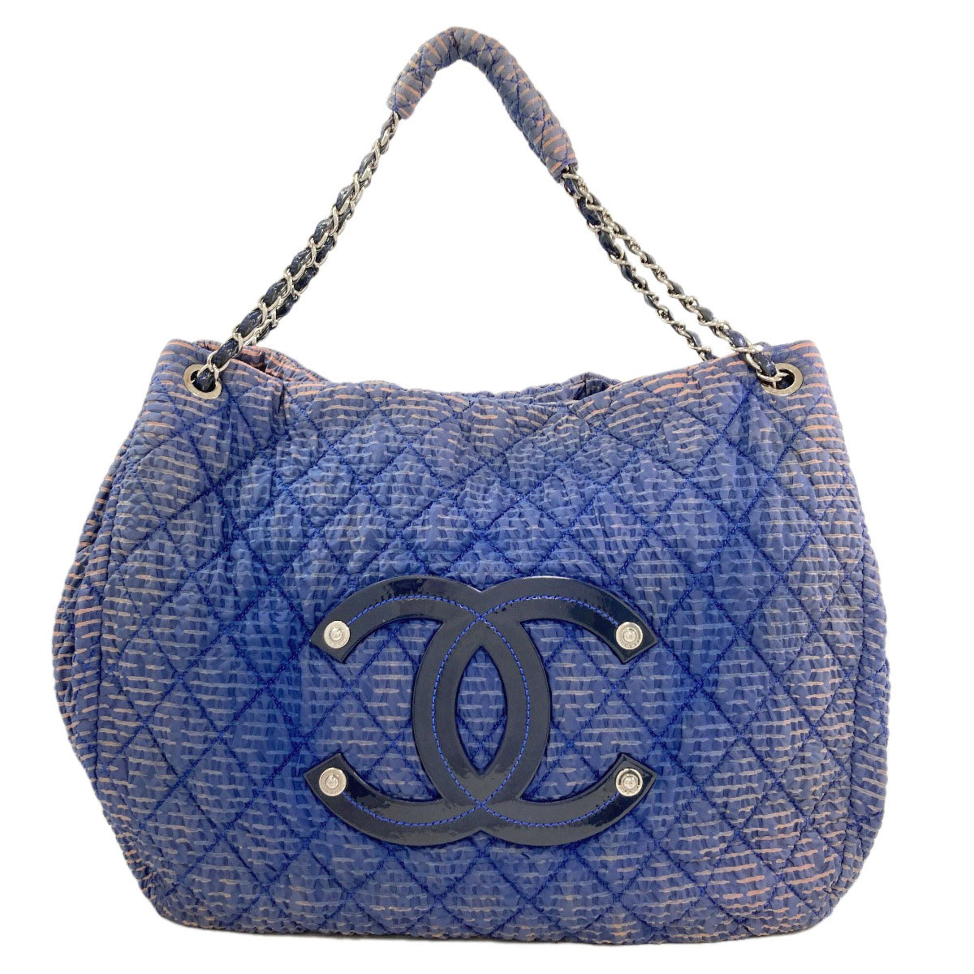 Chanel Matelasse Blue Nylon Tote Bag (Pre-Owned)