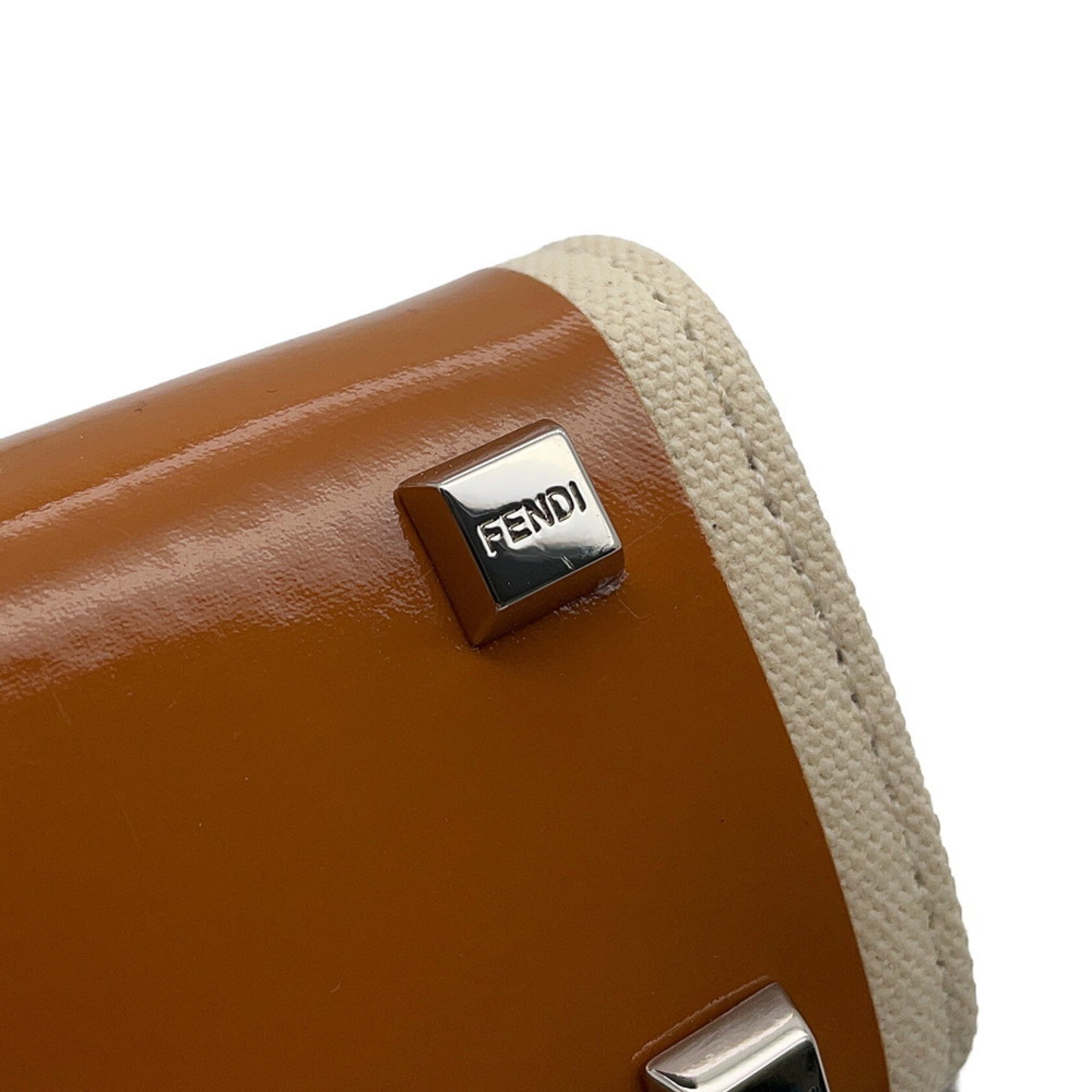 Fendi Brown Ivory Canvas Handbag Shoulder Bag (Pre-Owned)