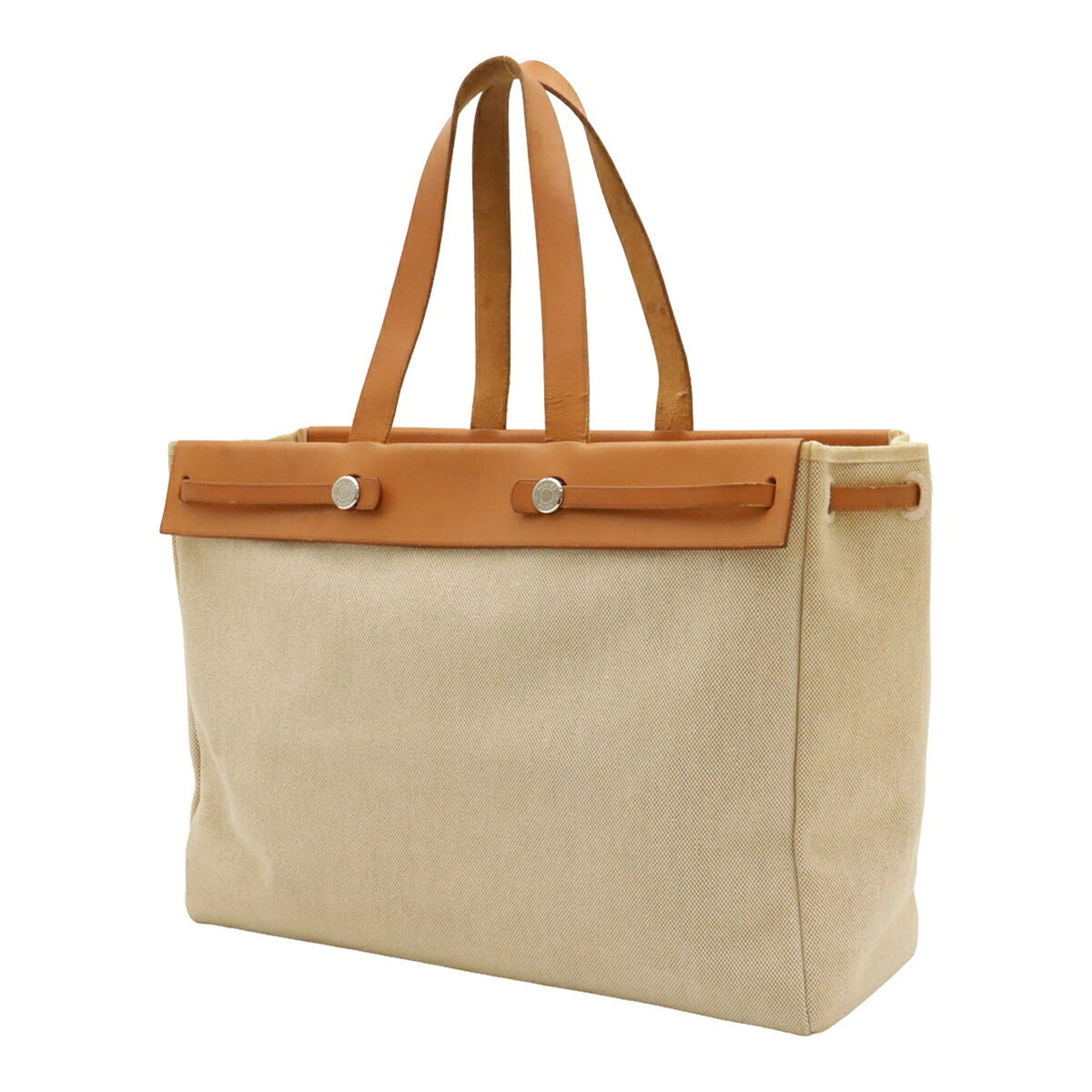 Hermes Light Brown Natural Toile H Shoulder Bag Tote Bag (Pre-Owned)