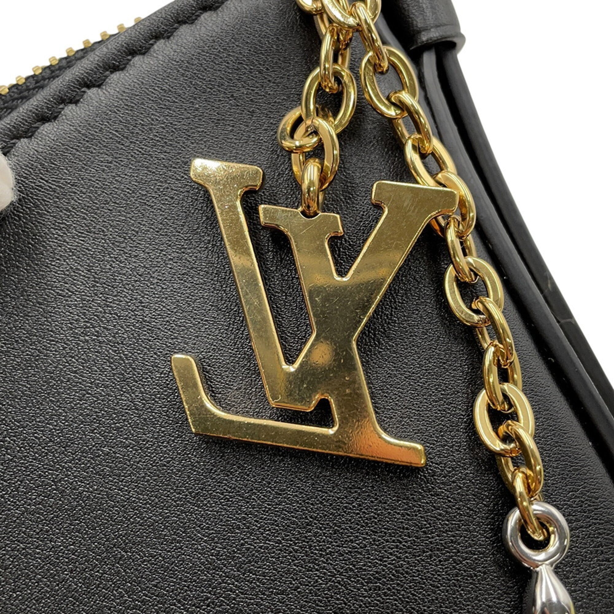 Louis Vuitton Noir Leather Pochette Shoulder Bag (Pre-Owned)