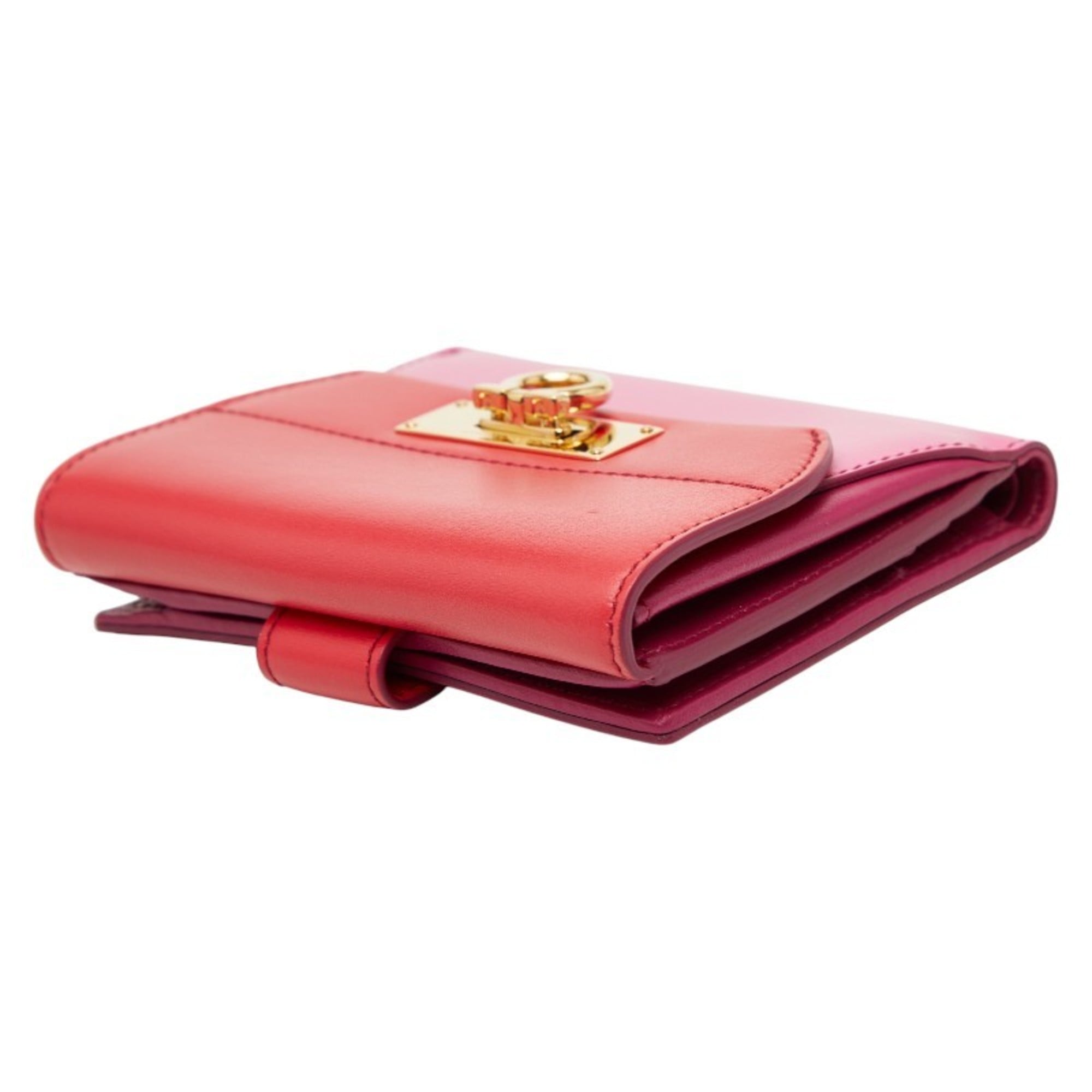 Salvatore Ferragamo Pink Red Color Leather Wallet (Bi-Fold) (Pre-Owned)