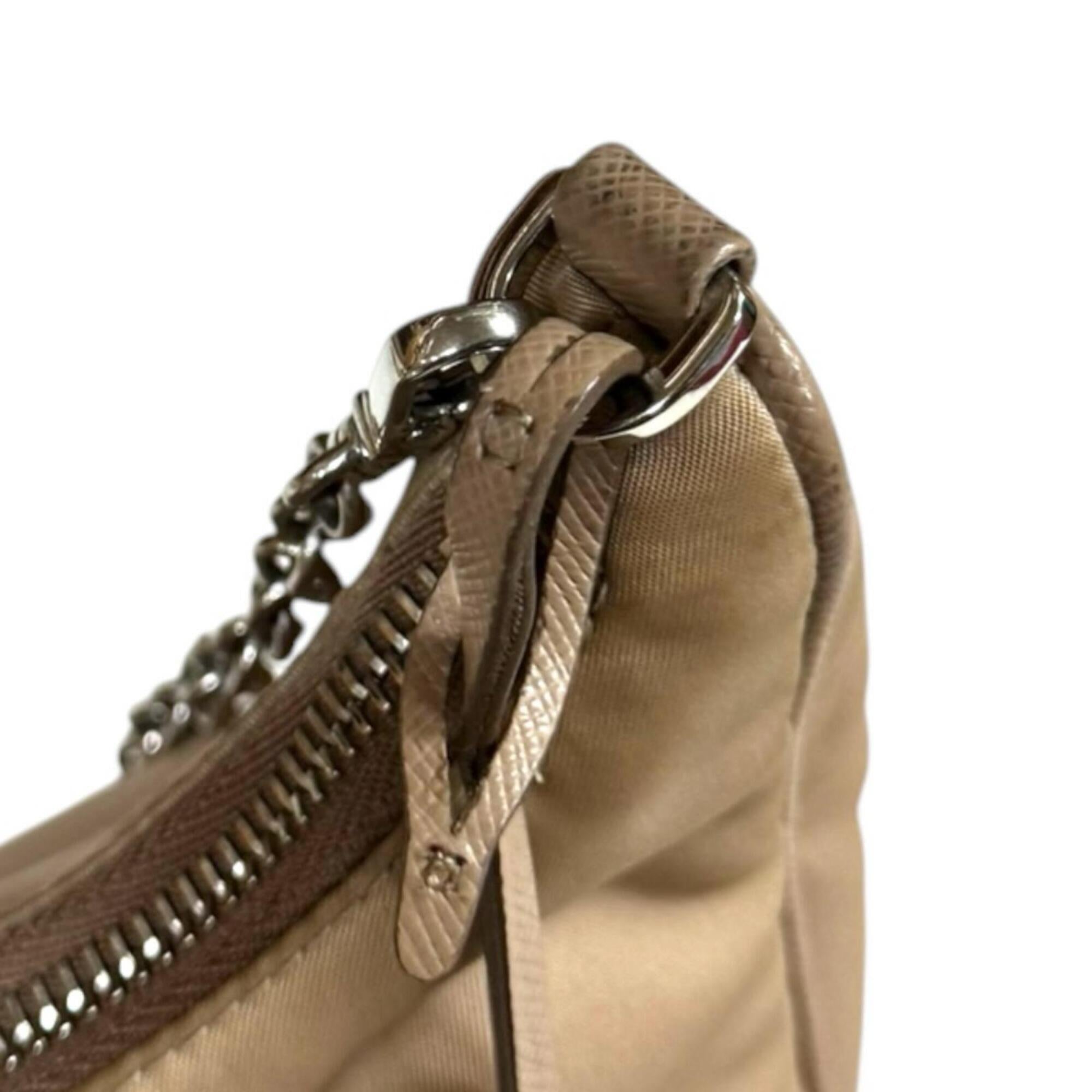Prada Beige Nude Beige Nylon Shoulder Bag (Pre-Owned)
