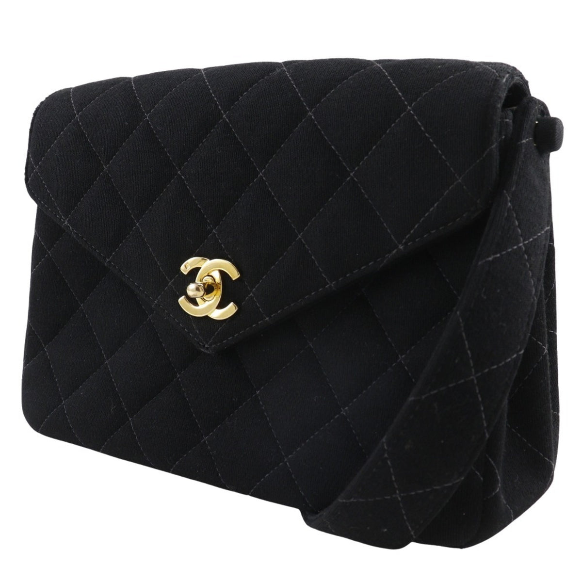 Chanel Black Cotton Shoulder Bag (Pre-Owned)
