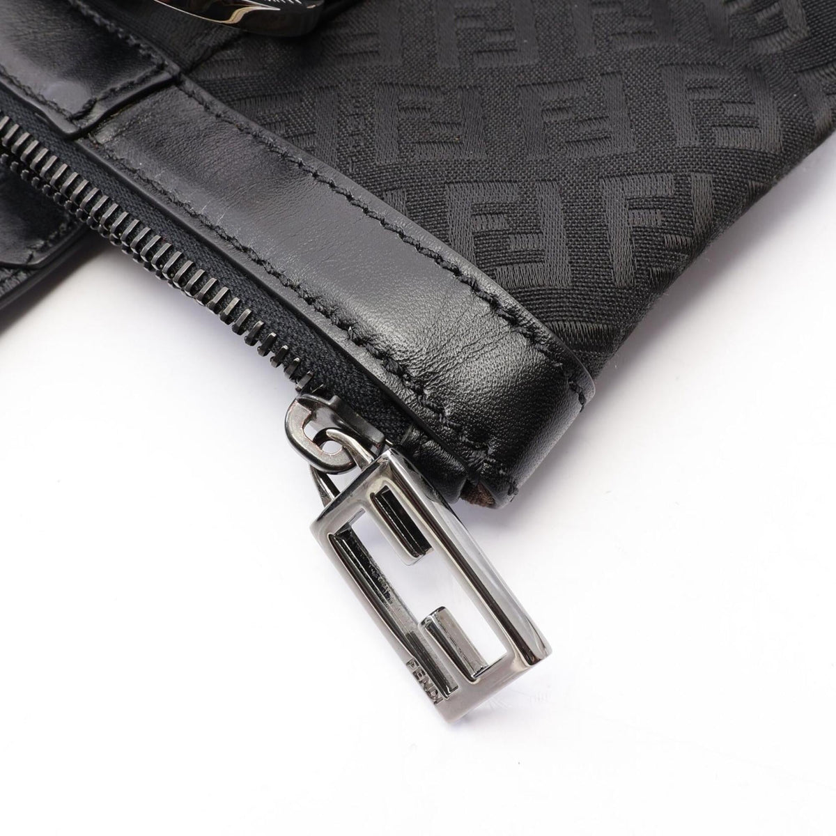 Fendi Black Canvas Leather Handbag Shoulder Bag (Pre-Owned)