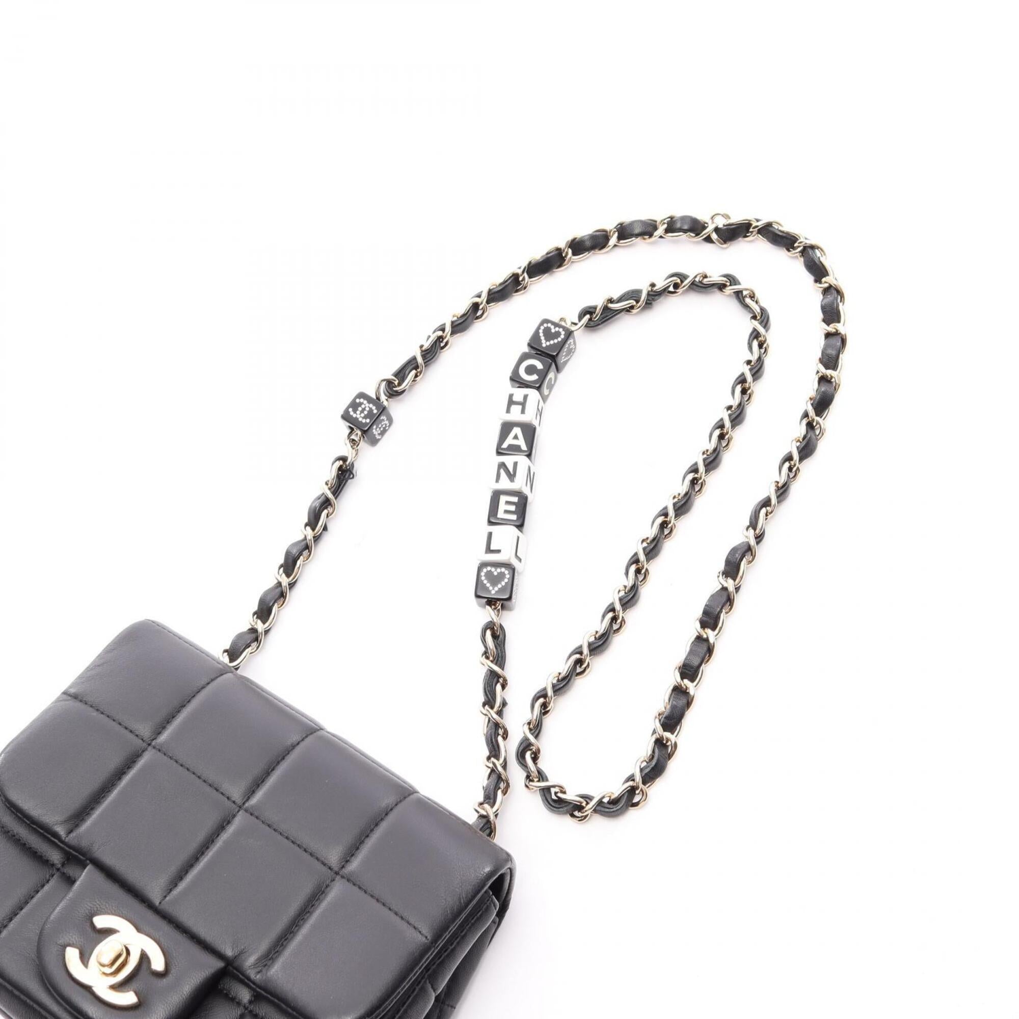 Chanel Chocolate Bar Black Leather Handbag Shoulder Bag (Pre-Owned)