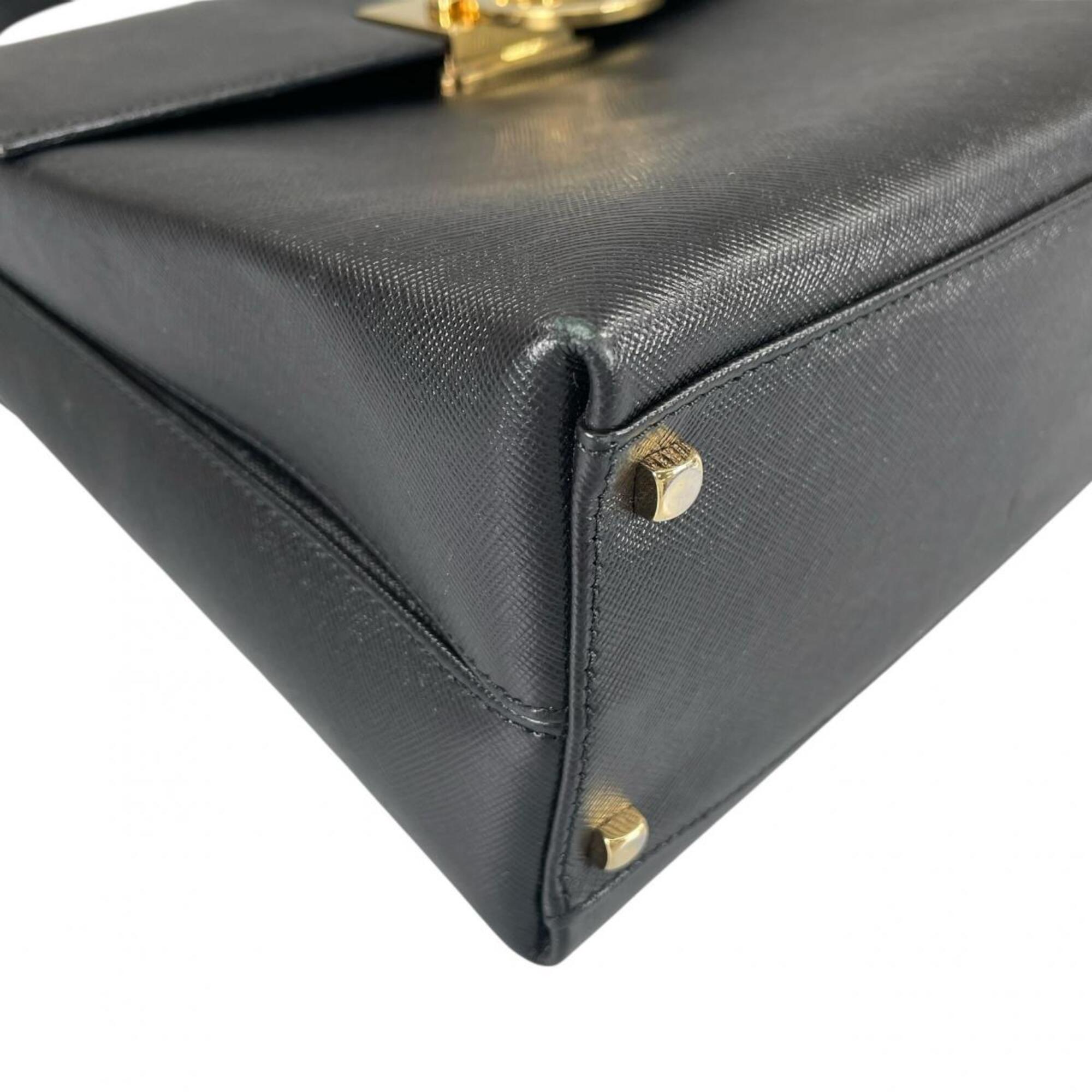 Salvatore Ferragamo Black Leather Handbag Shoulder Bag (Pre-Owned)
