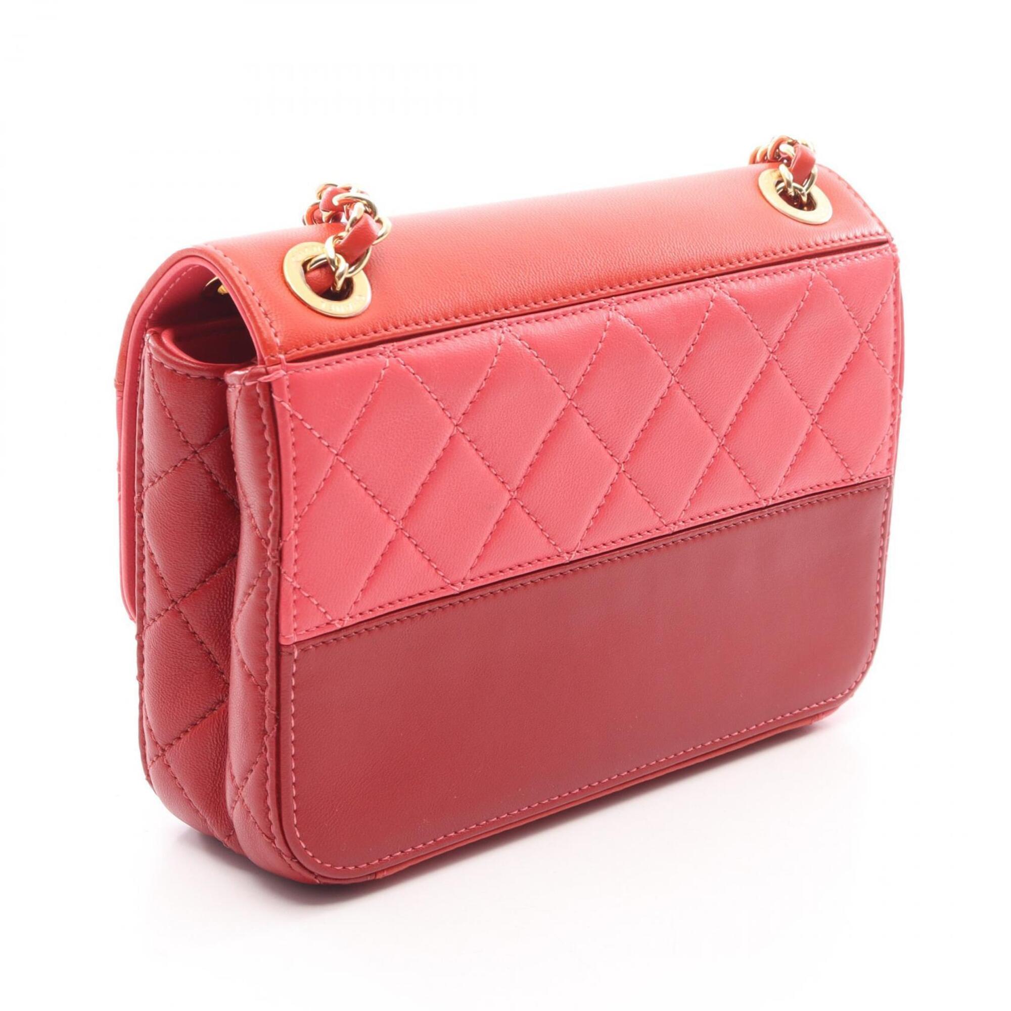 Chanel Bordeaux Pink Red Color Leather Handbag Shoulder Bag (Pre-Owned)