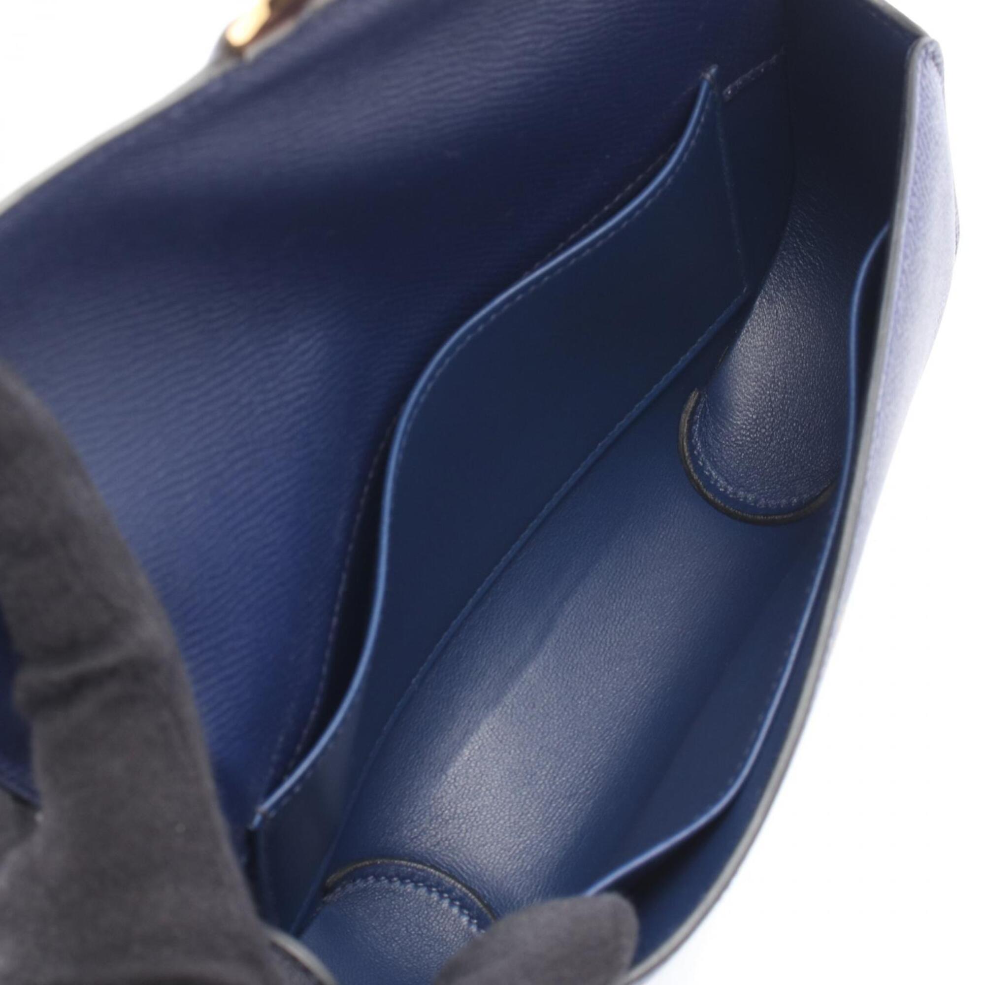 Hermes Blue Epsom Leather Clutch Bag Handbag (Pre-Owned)