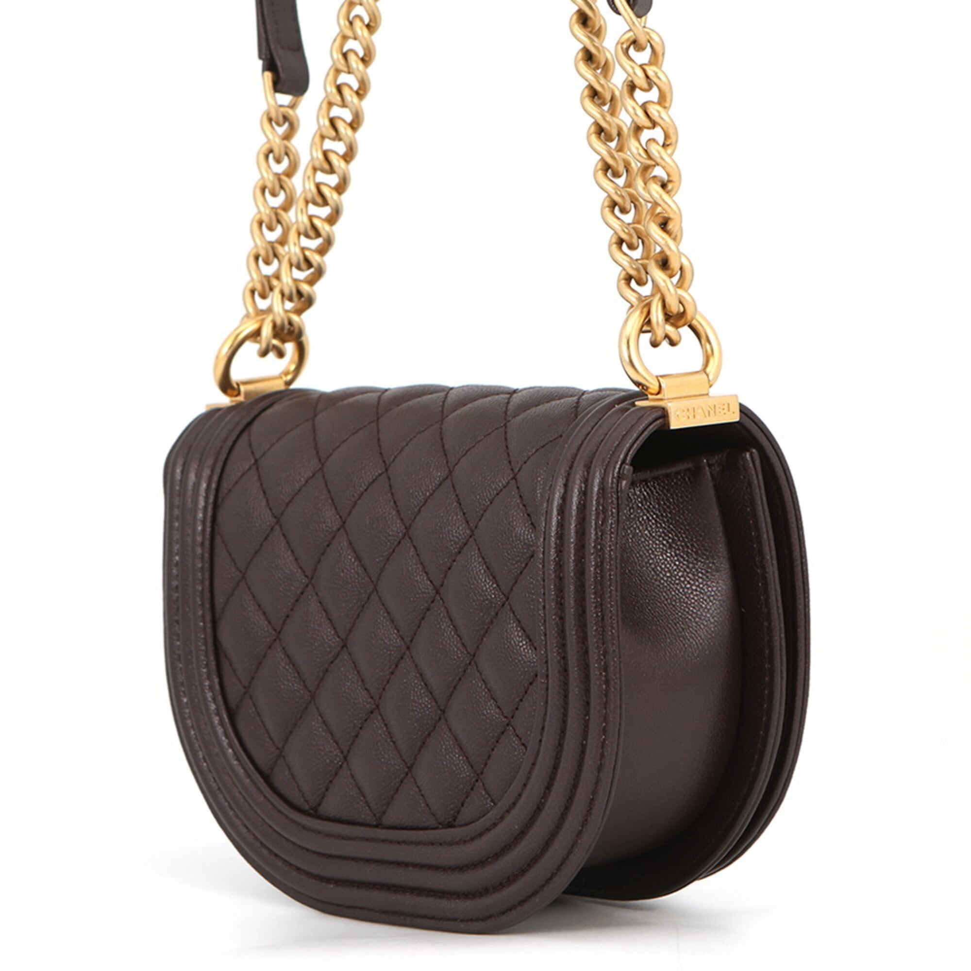 Chanel Brown Grained Calfskin Shoulder Bag (Pre-Owned)