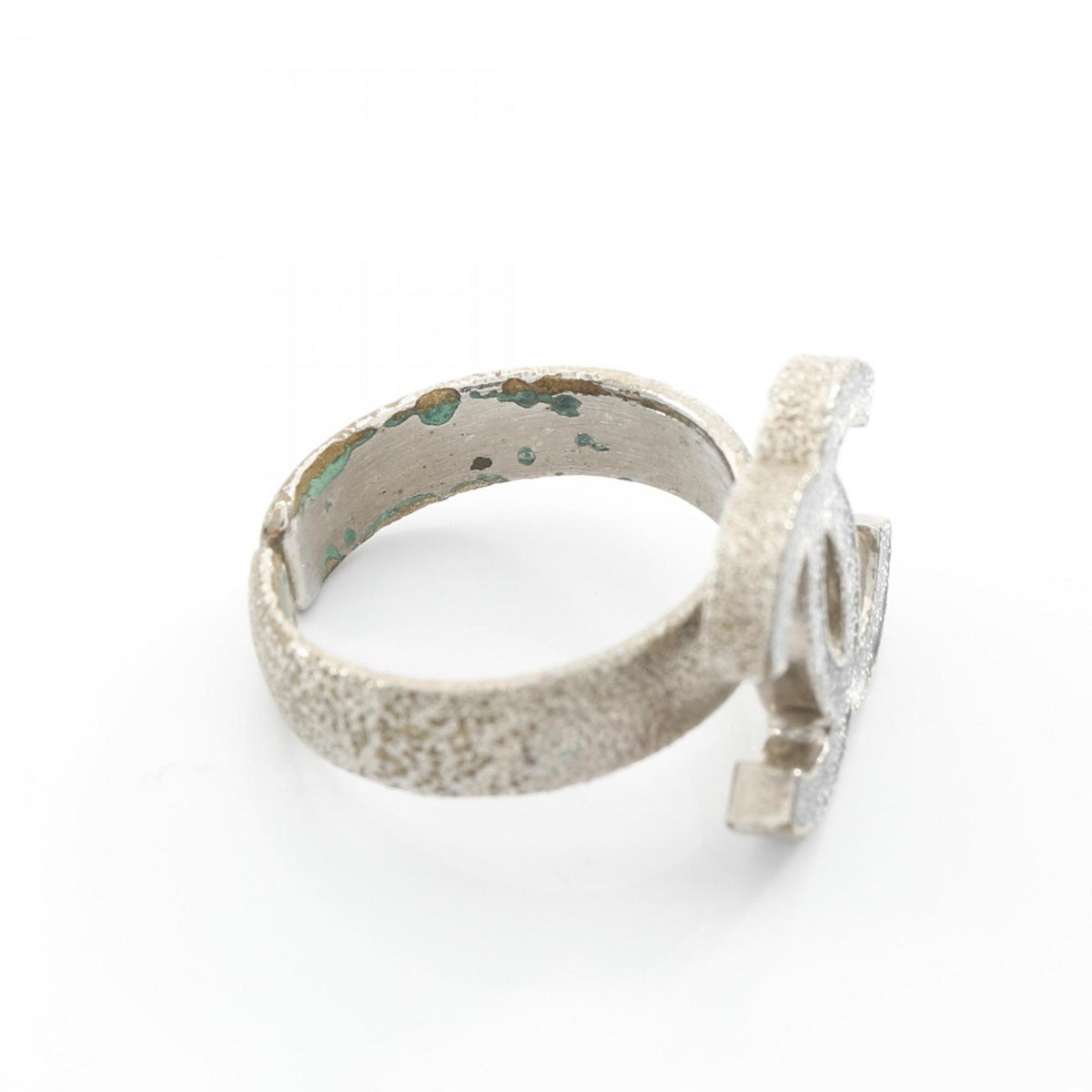 Chanel Silver Stainless Steel Band Ring (Pre-Owned)