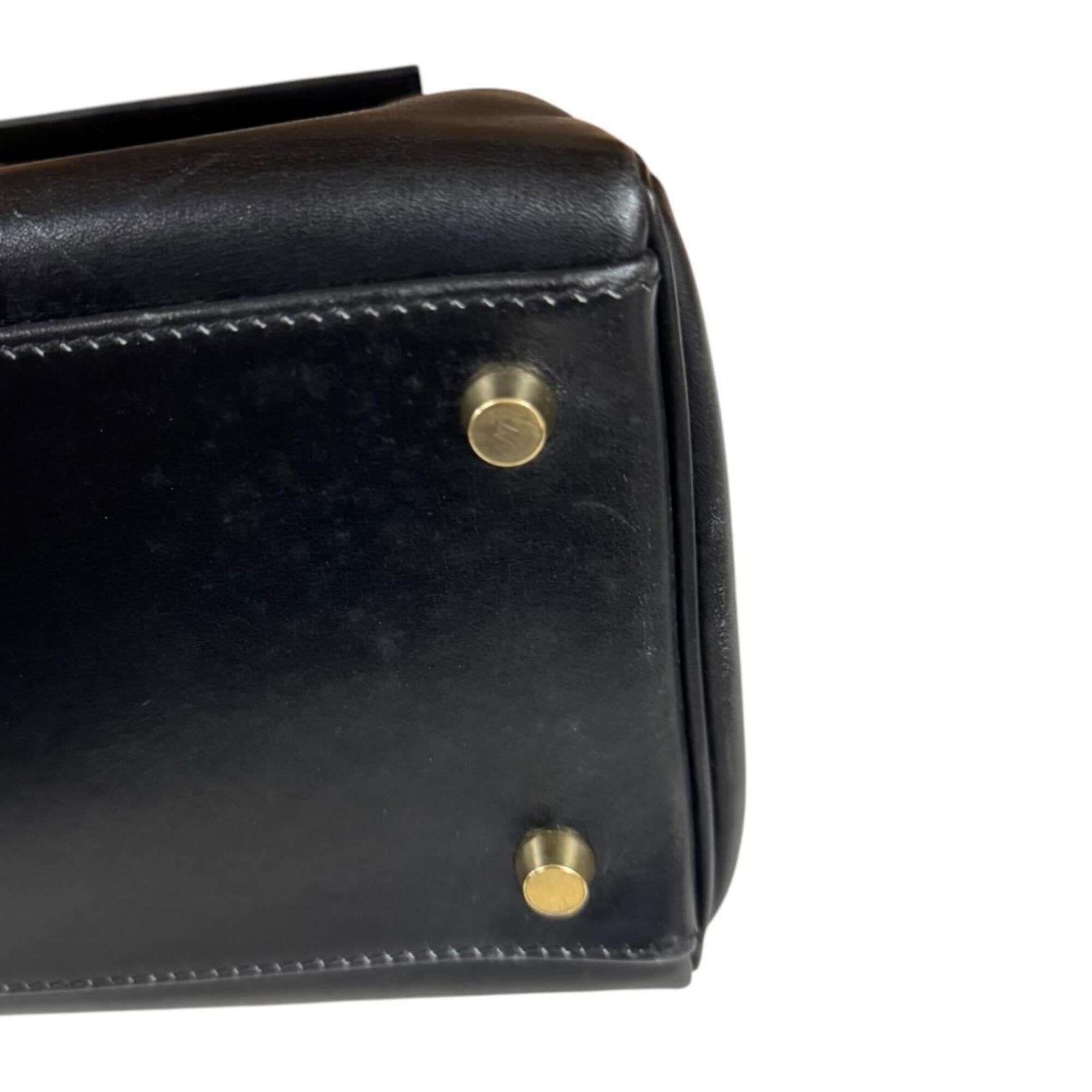 Hermes Black Box Calf Leather Shoulder Bag (Pre-Owned)