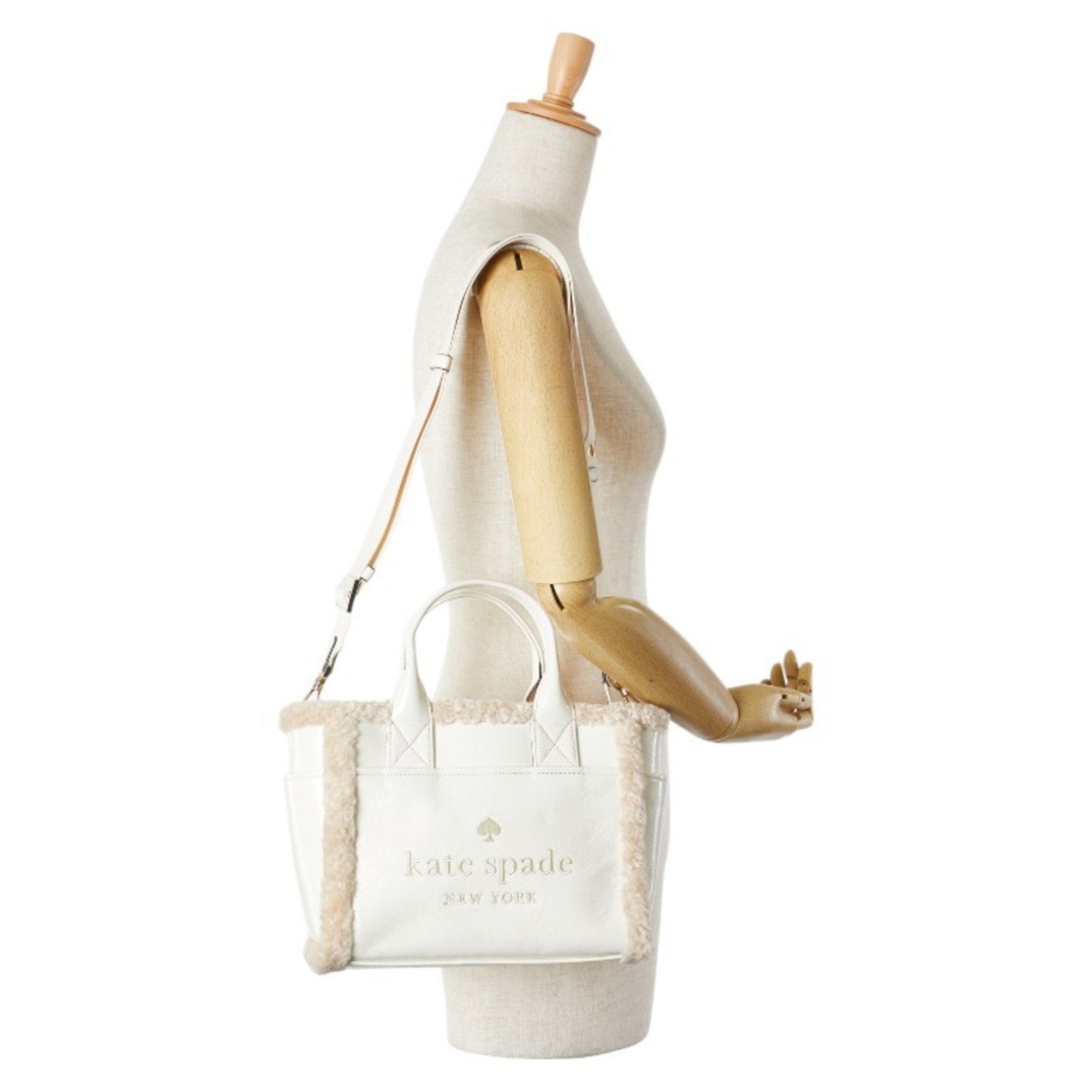 Kate Spade White Faux Fur Elastane Leather Handbag Shoulder Bag (Pre-Owned)