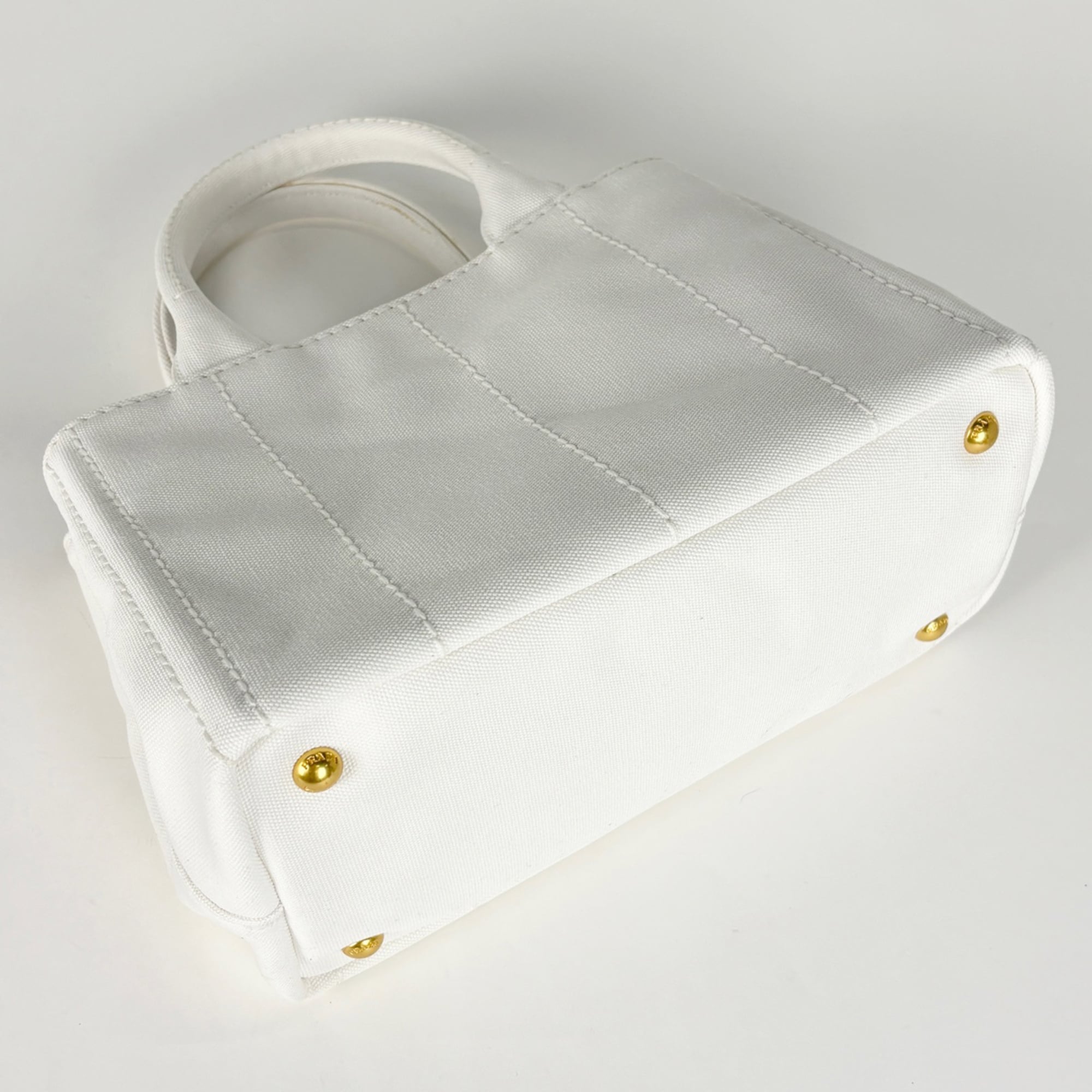 Prada White Canvas Handbag Shoulder Bag Tote Bag (Pre-Owned)