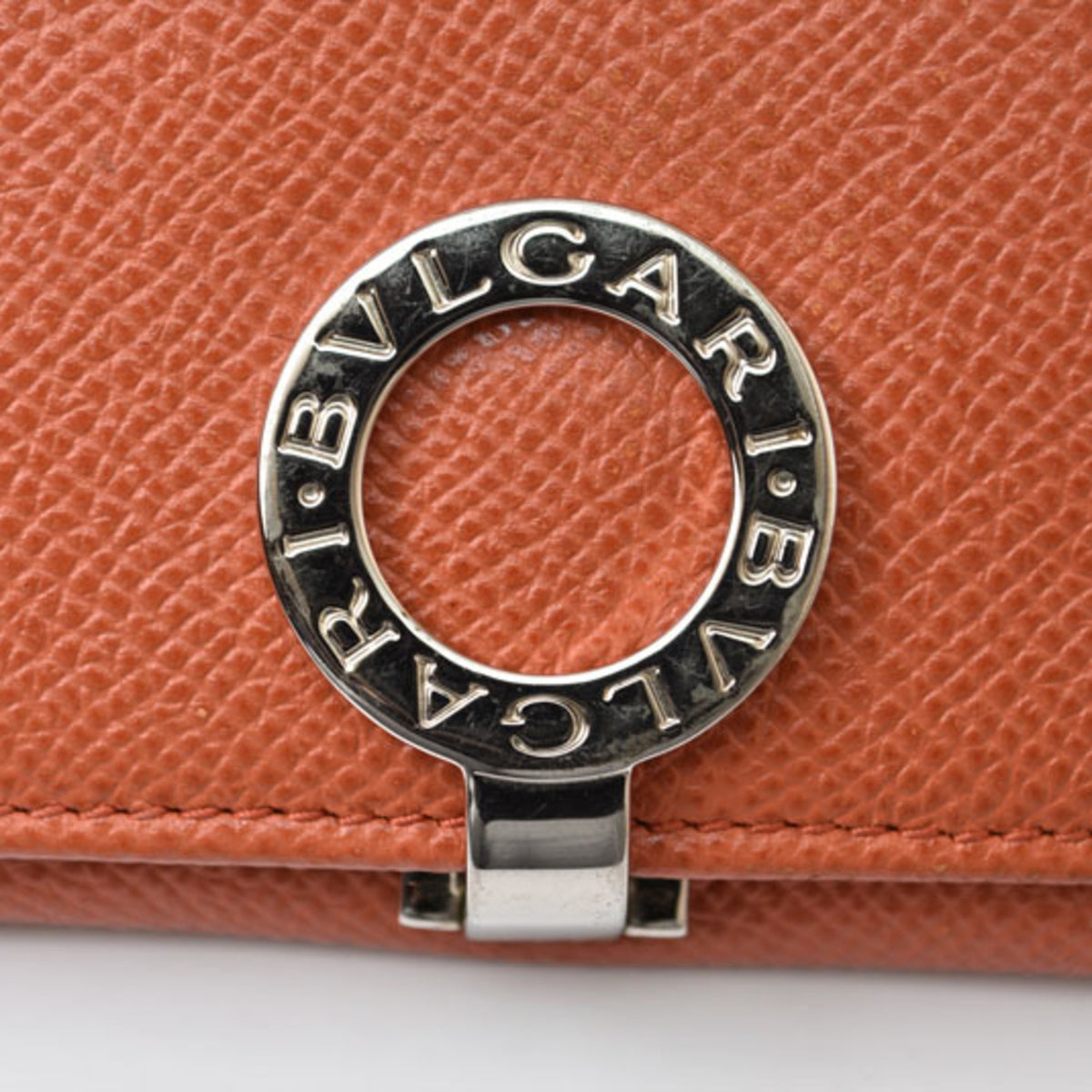 Bvlgari Orange Leather Coin Purse/Coin Case (Pre-Owned)