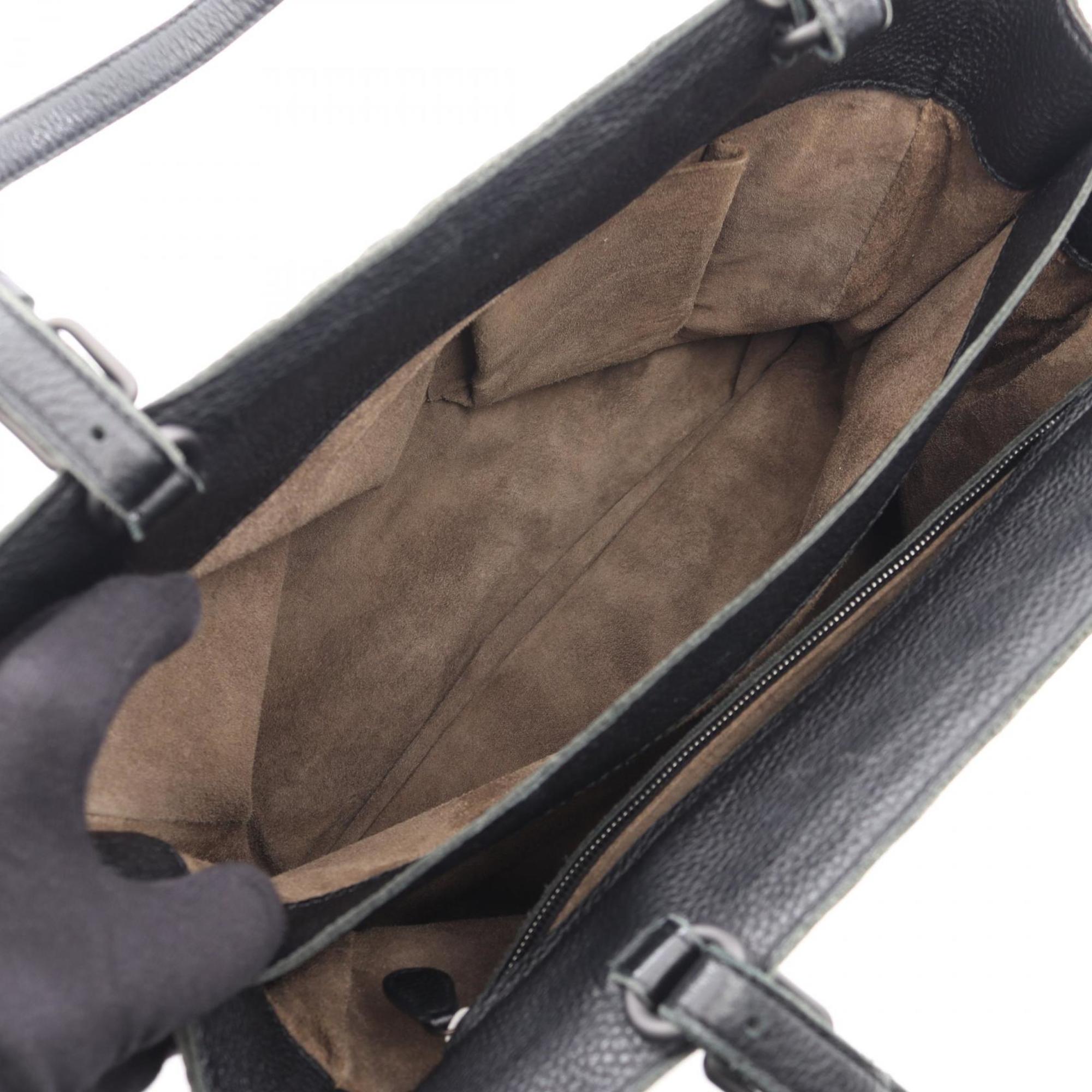 Bottega Veneta Black Leather Handbag Tote Bag (Pre-Owned)