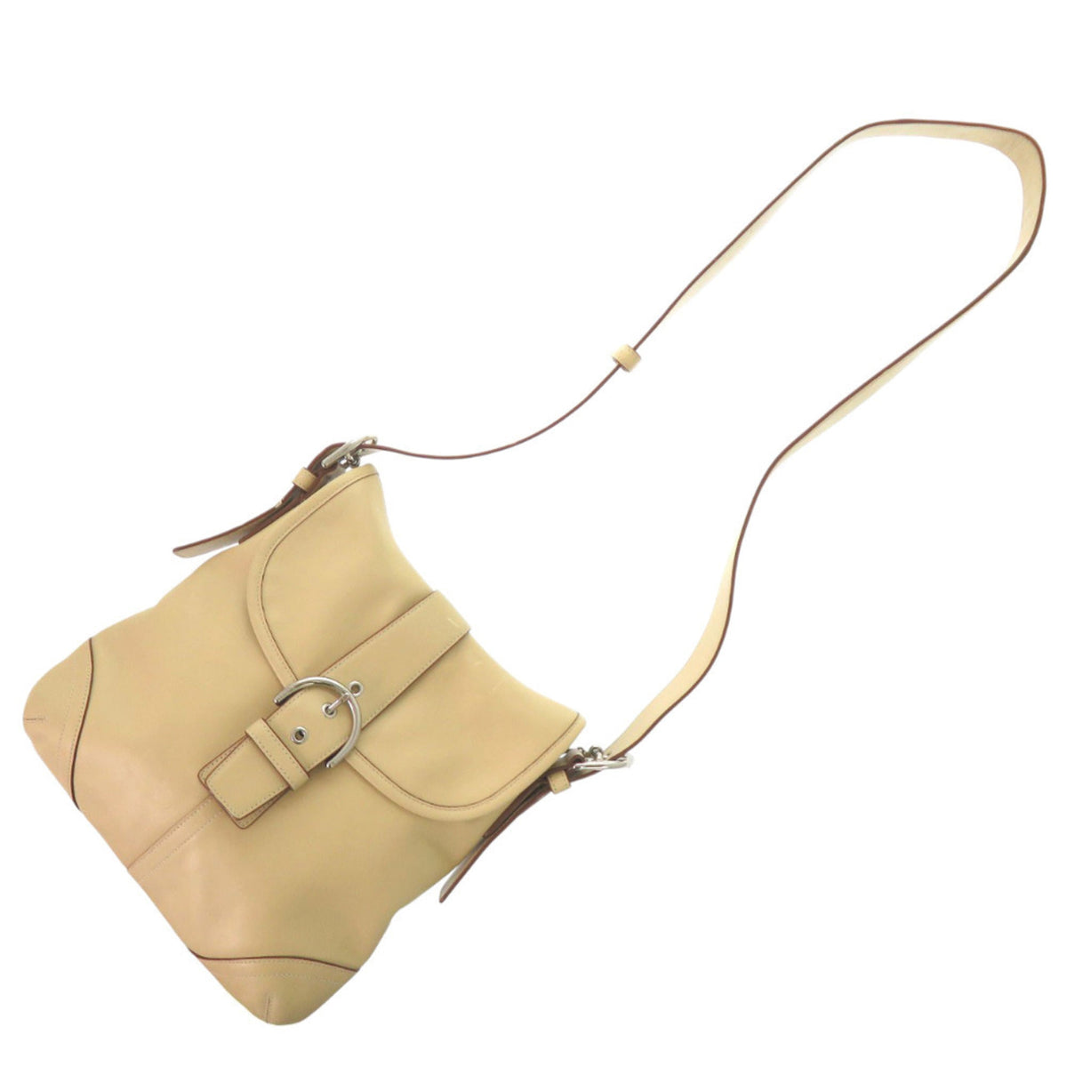 Coach Beige Leather Shoulder Bag (Pre-Owned)