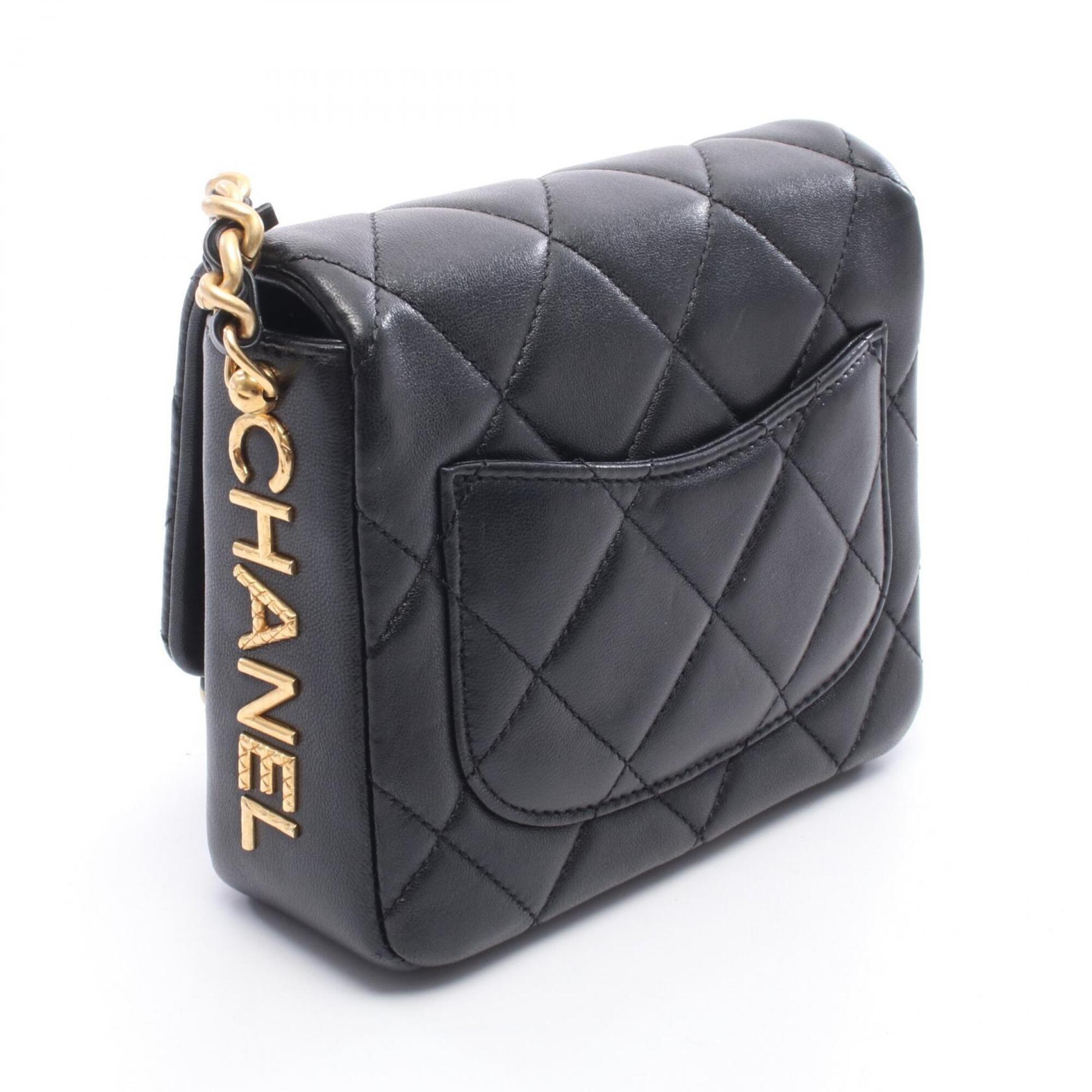 Chanel Black Leather Handbag Shoulder Bag (Pre-Owned)