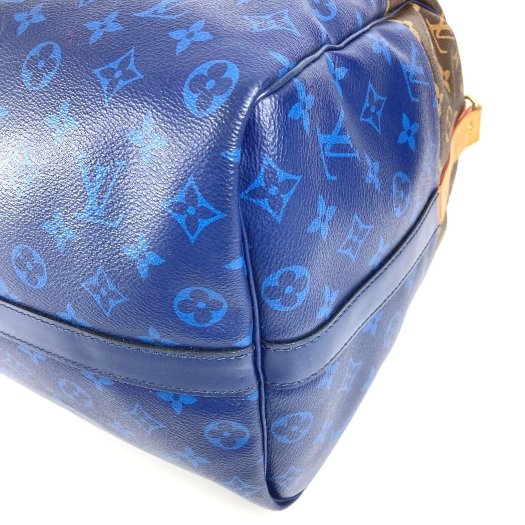 Louis Vuitton Blue Brown Monogram Boston Bag Shoulder Bag (Pre-Owned)