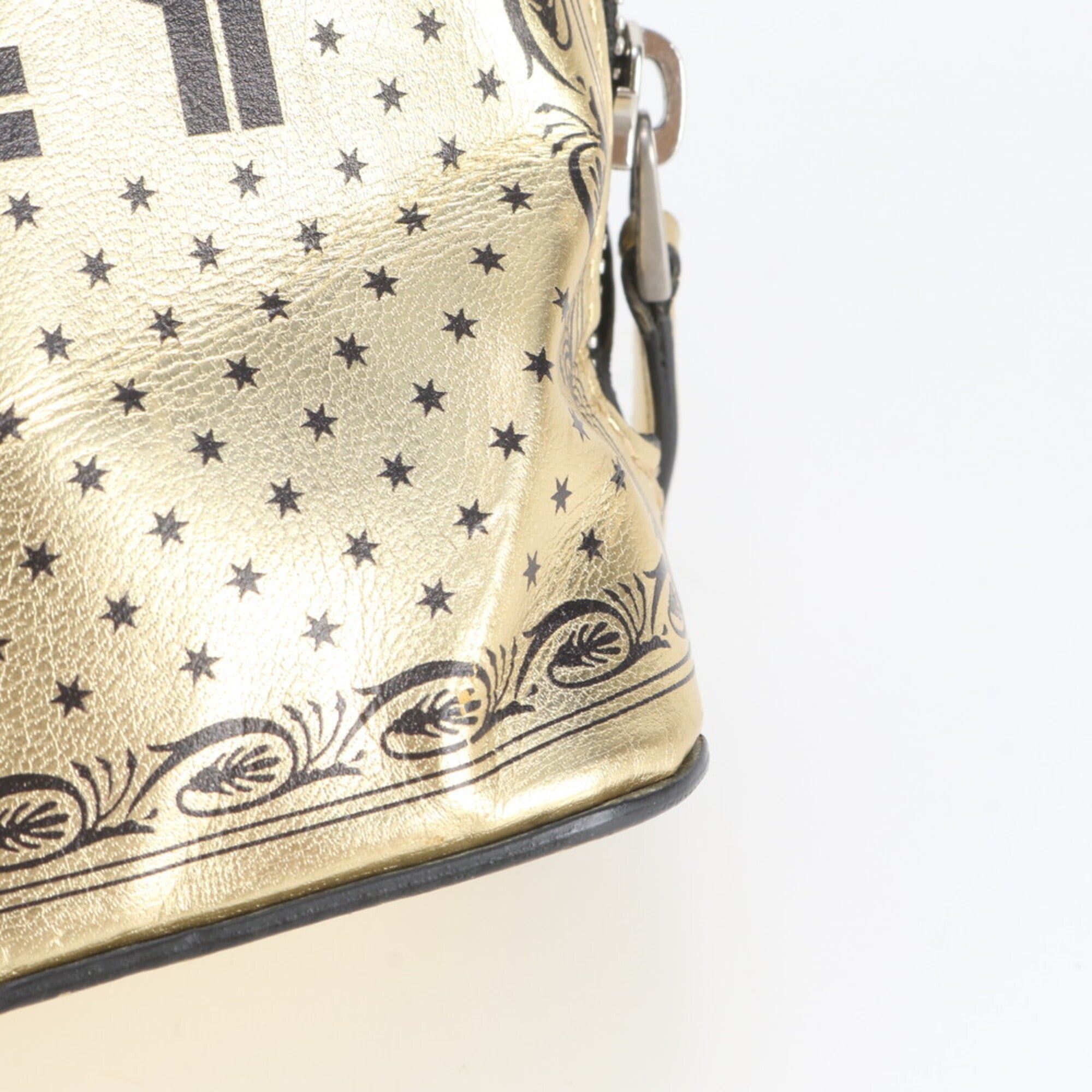 Gucci Black Gold Leather Shoulder Bag (Pre-Owned)