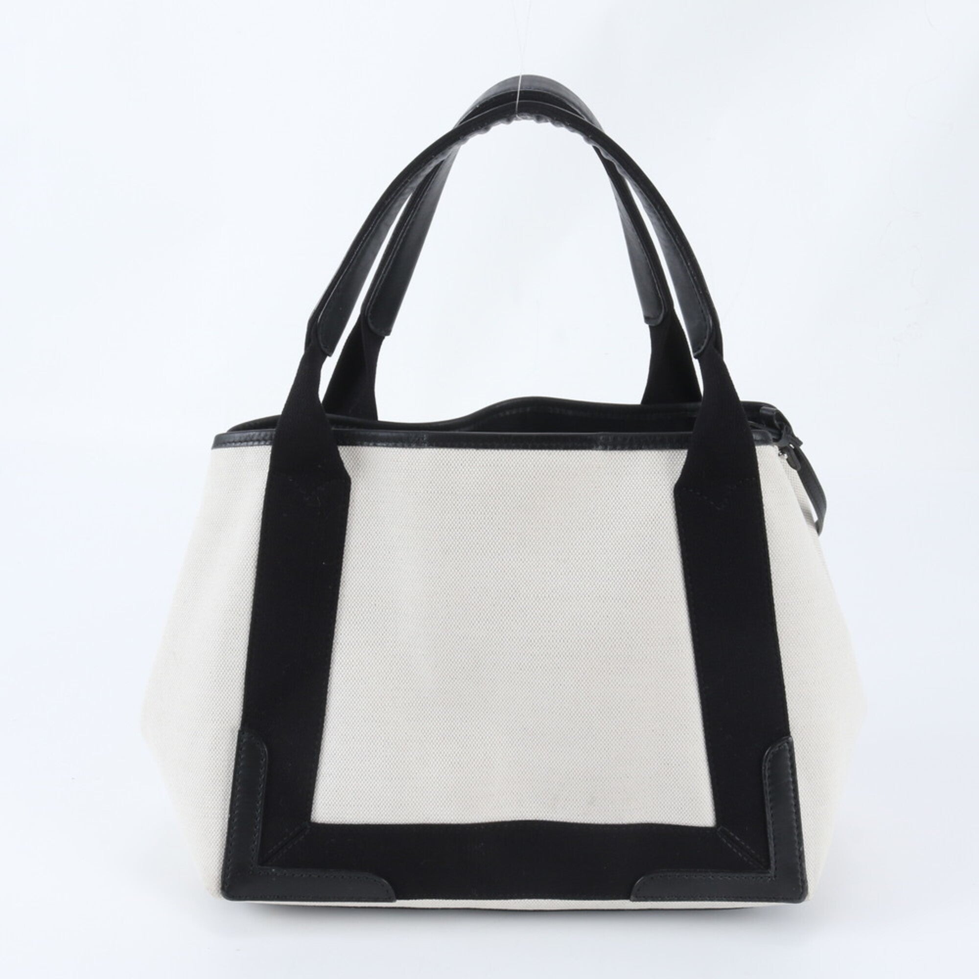 Balenciaga Black White Canvas Leather Handbag Pouch Tote Bag (Pre-Owned)