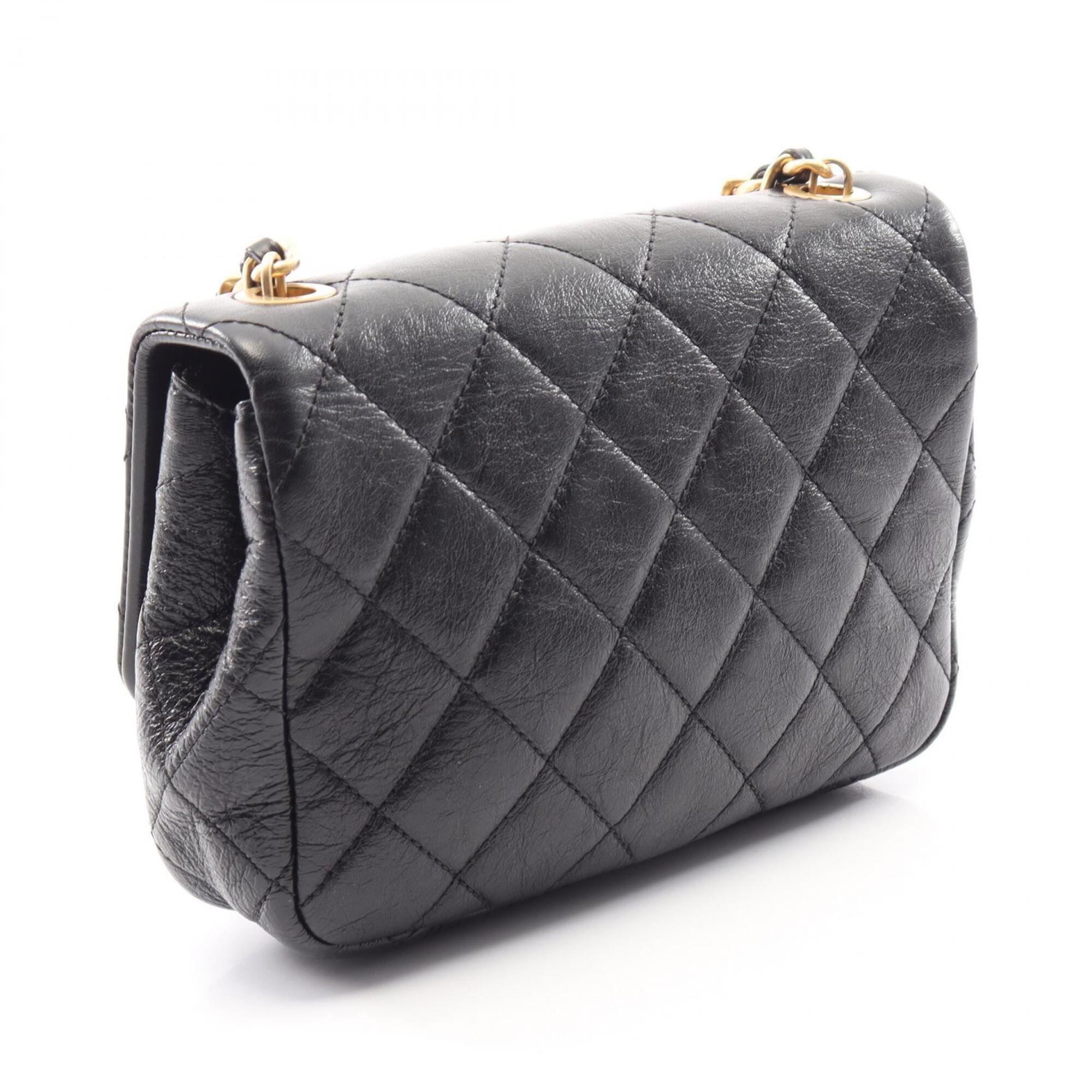 Chanel Black Leather Handbag Shoulder Bag (Pre-Owned)