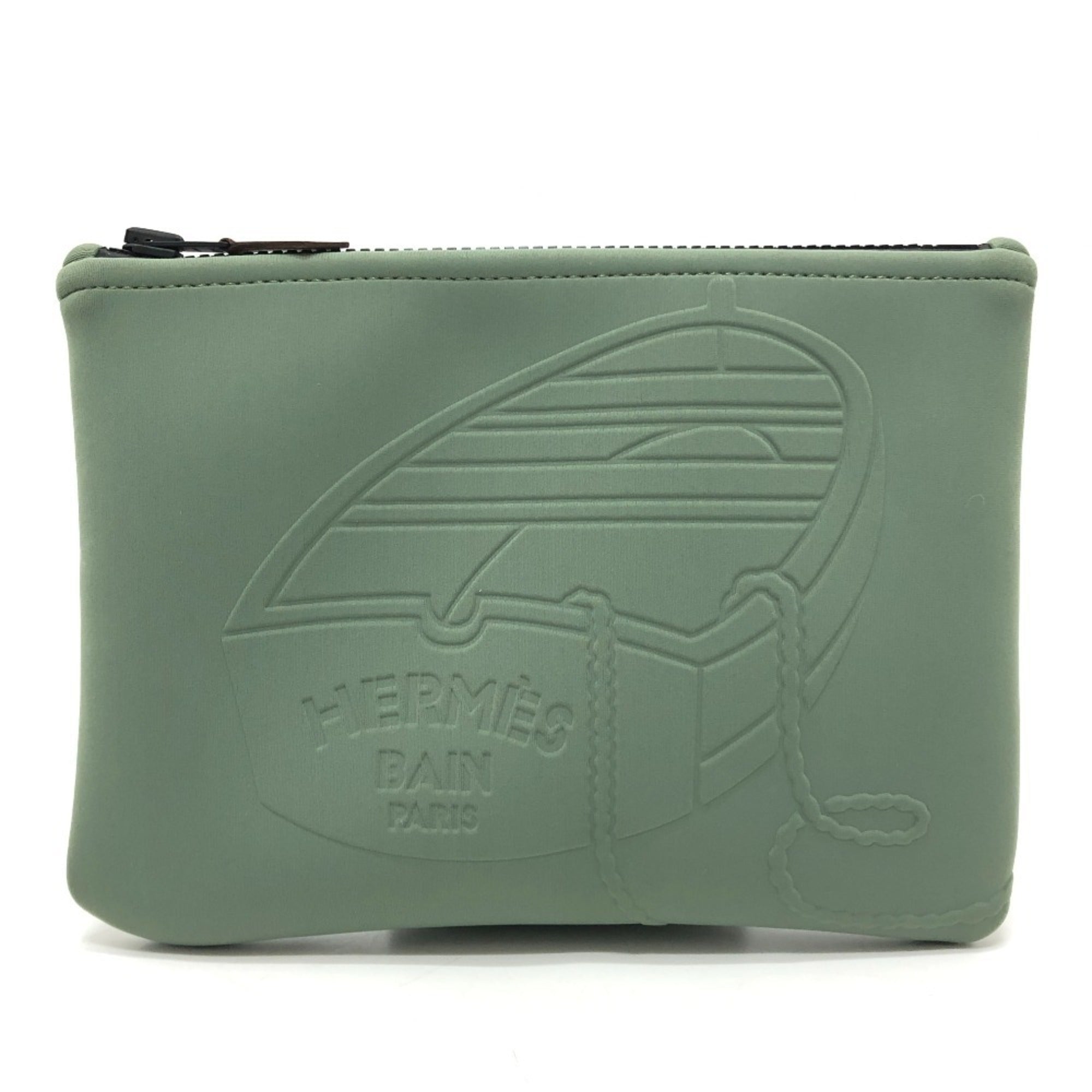 Hermes Khaki Nylon Handbag Pouch (Pre-Owned)