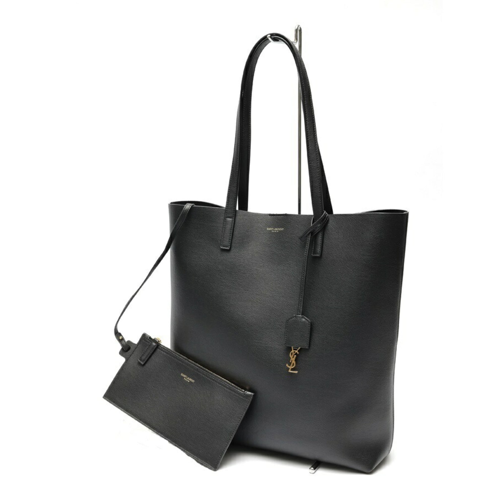 Saint Laurent Black Leather Shopping Bag Tote Bag (Pre-Owned)
