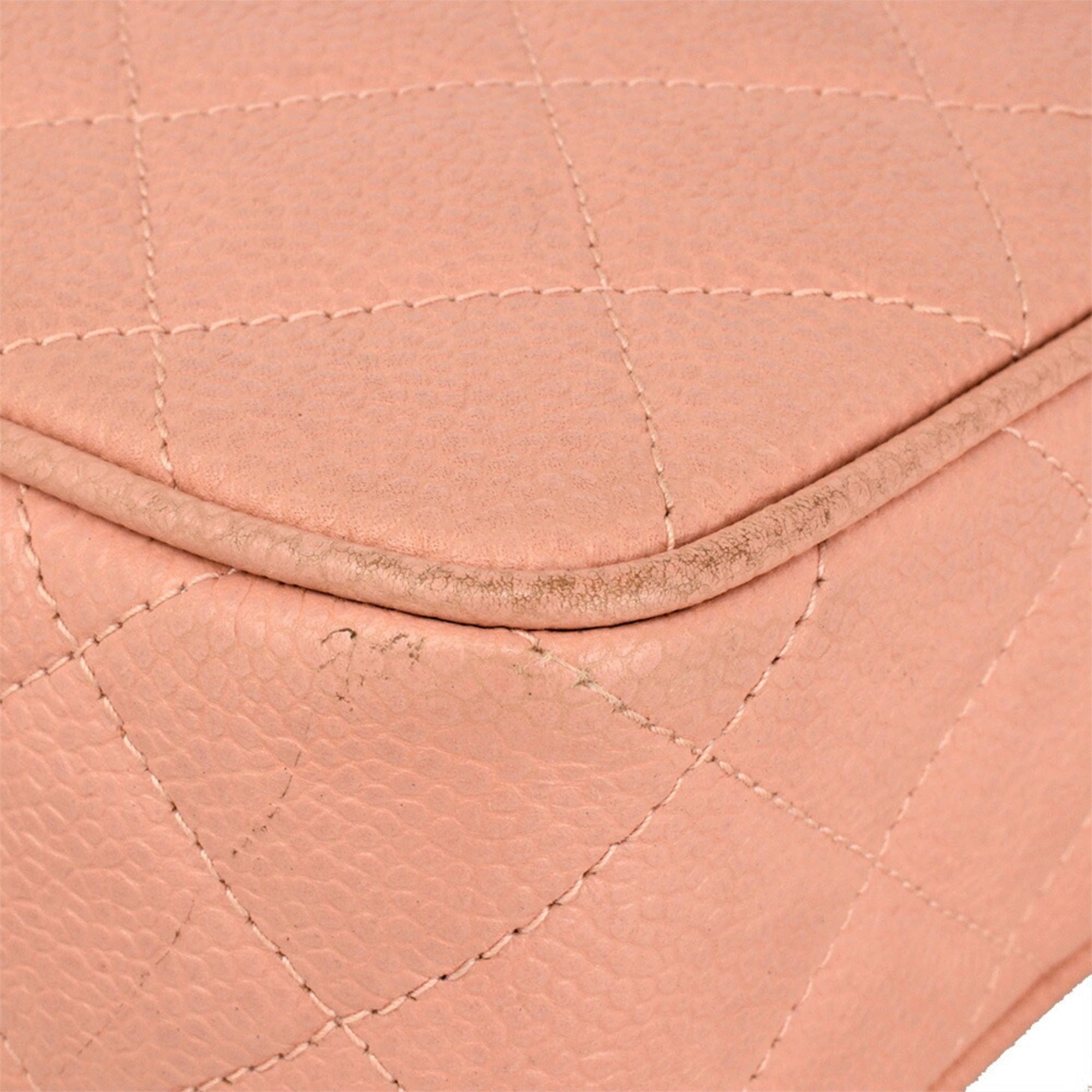 Chanel Pink Grained Calfskin Shoulder Bag (Pre-Owned)