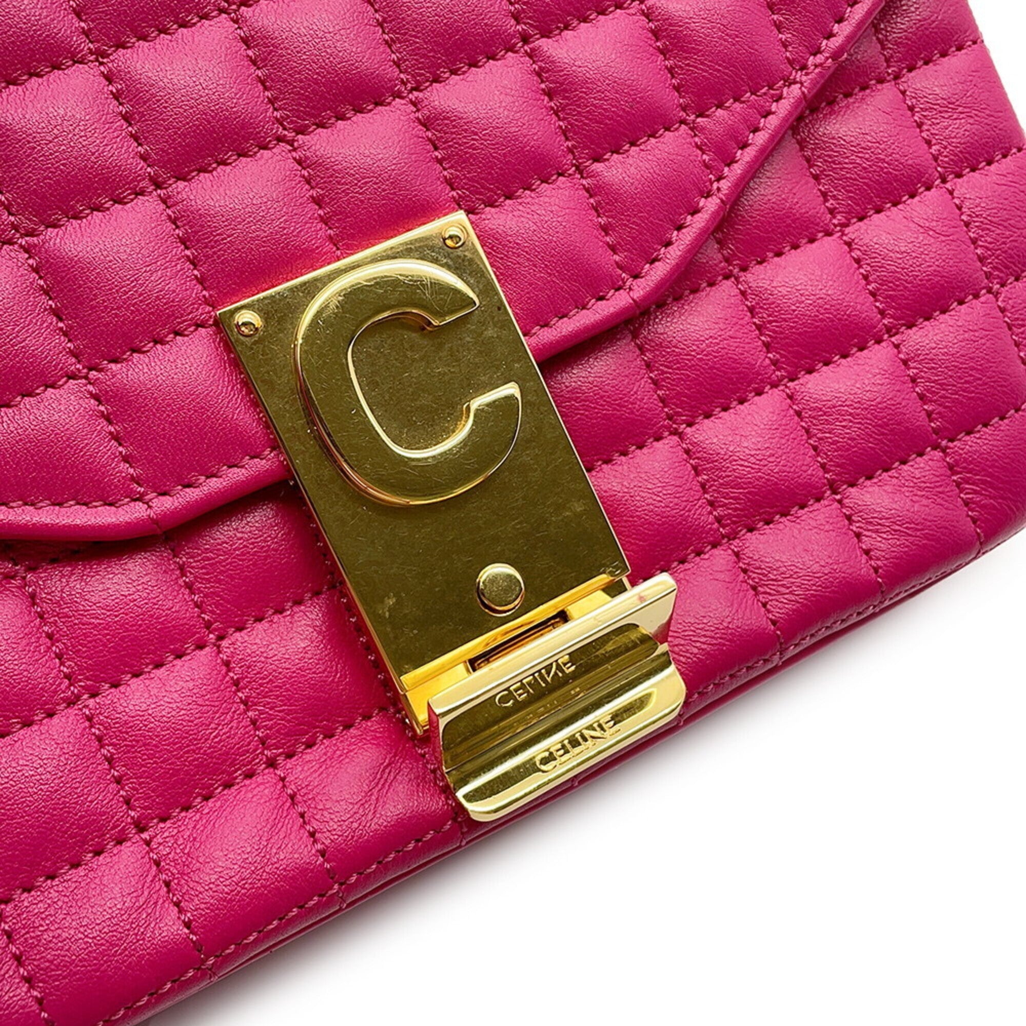 Celine Pink Leather Handbag Shoulder Bag (Pre-Owned)