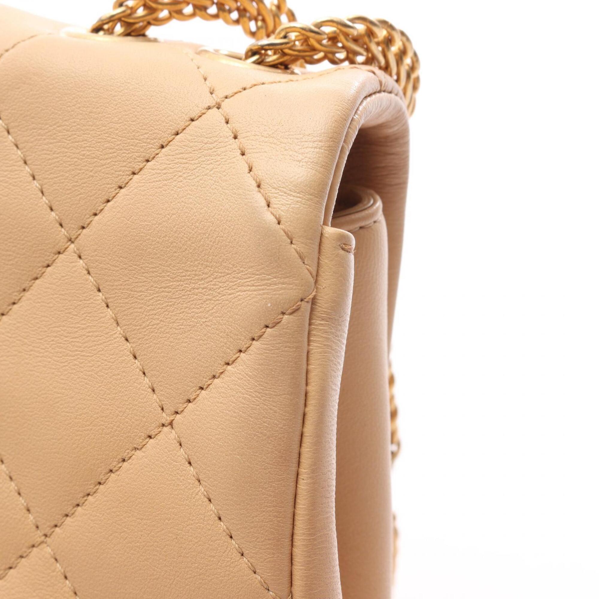 Chanel Beige Leather Handbag Shoulder Bag (Pre-Owned)