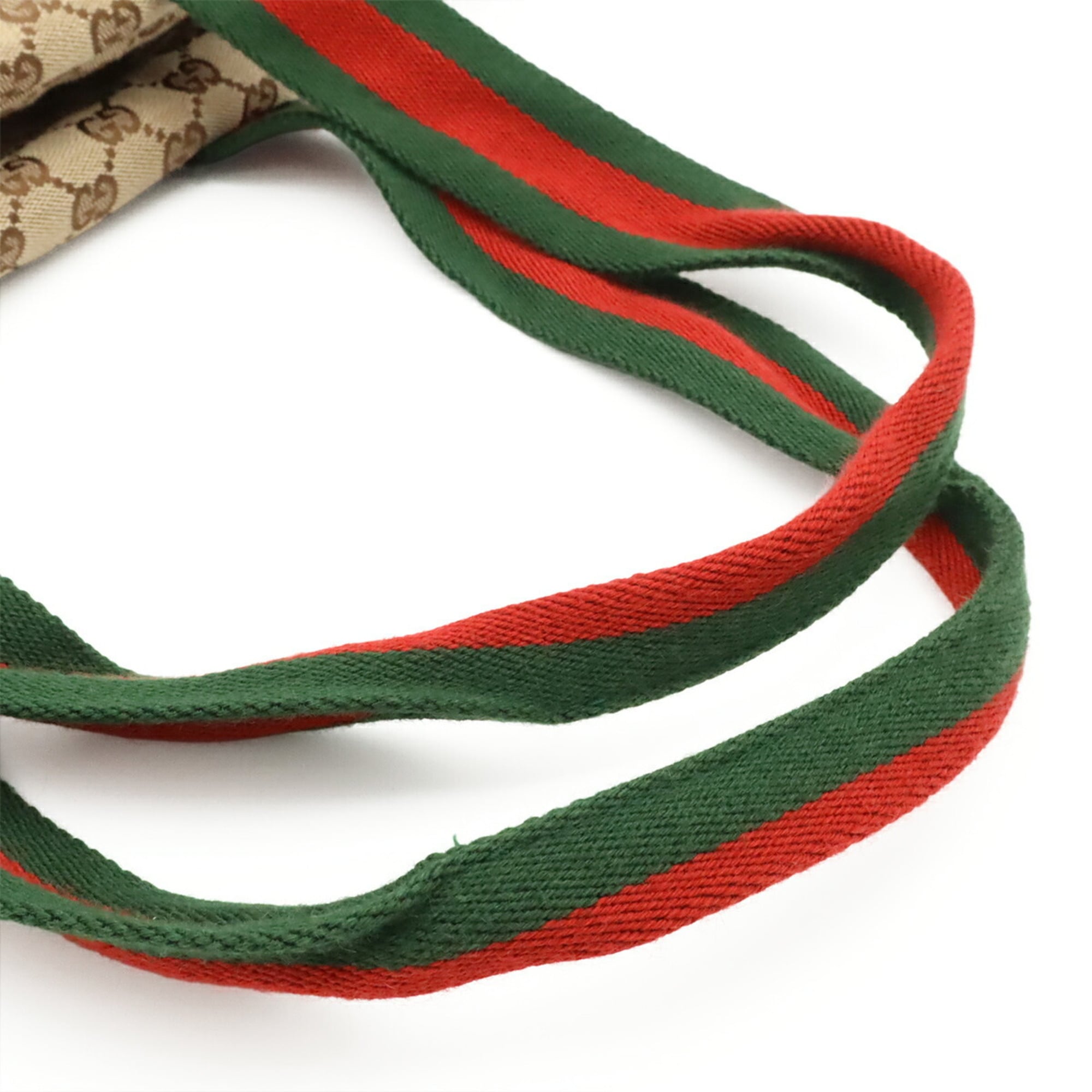 Gucci Beige Dark Brown Green Khaki Red Color Canvas Leather Boston Bag Shoulder Bag (Pre-Owned)