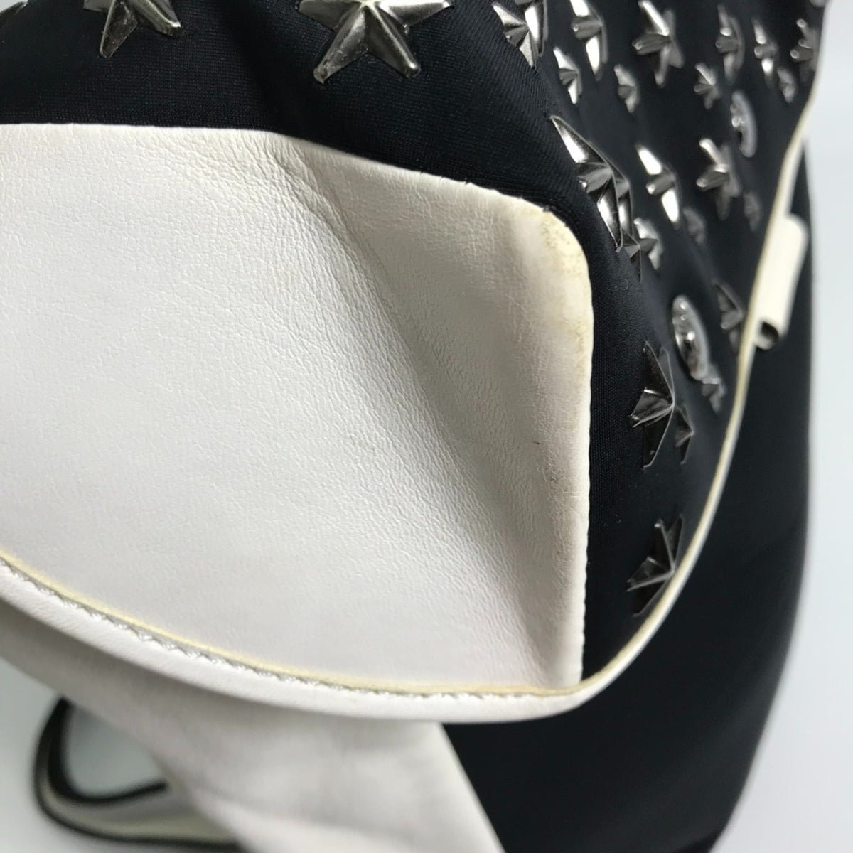 Jimmy Choo Black White Leather Jersey Backpack (Pre-Owned)
