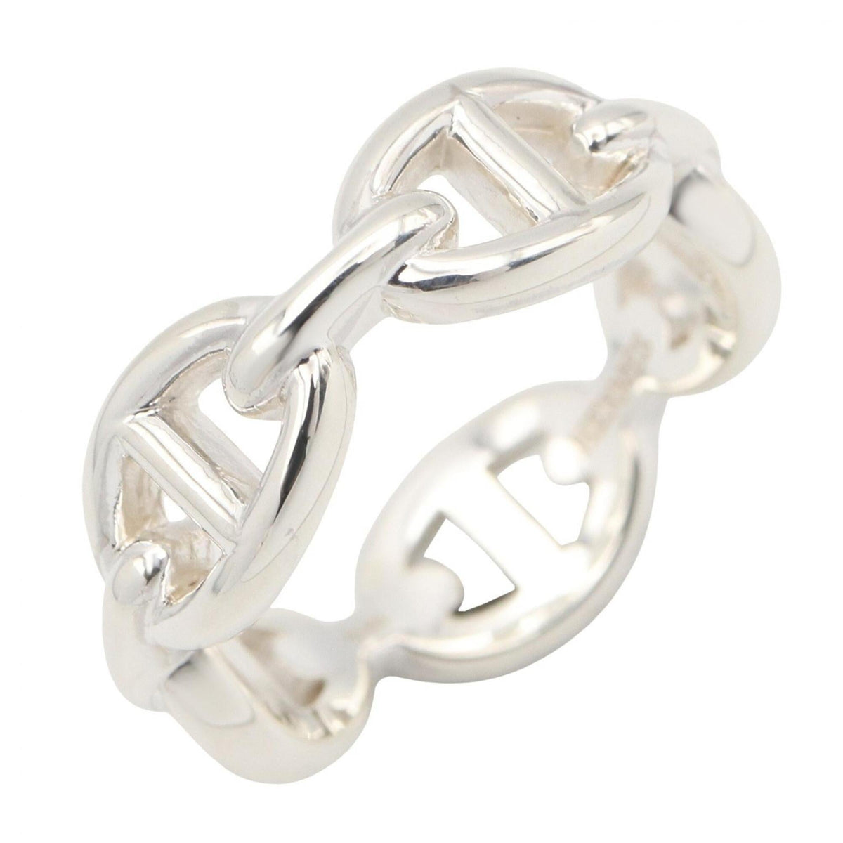 Hermes Silver Silver 925 Band Ring (Pre-Owned)