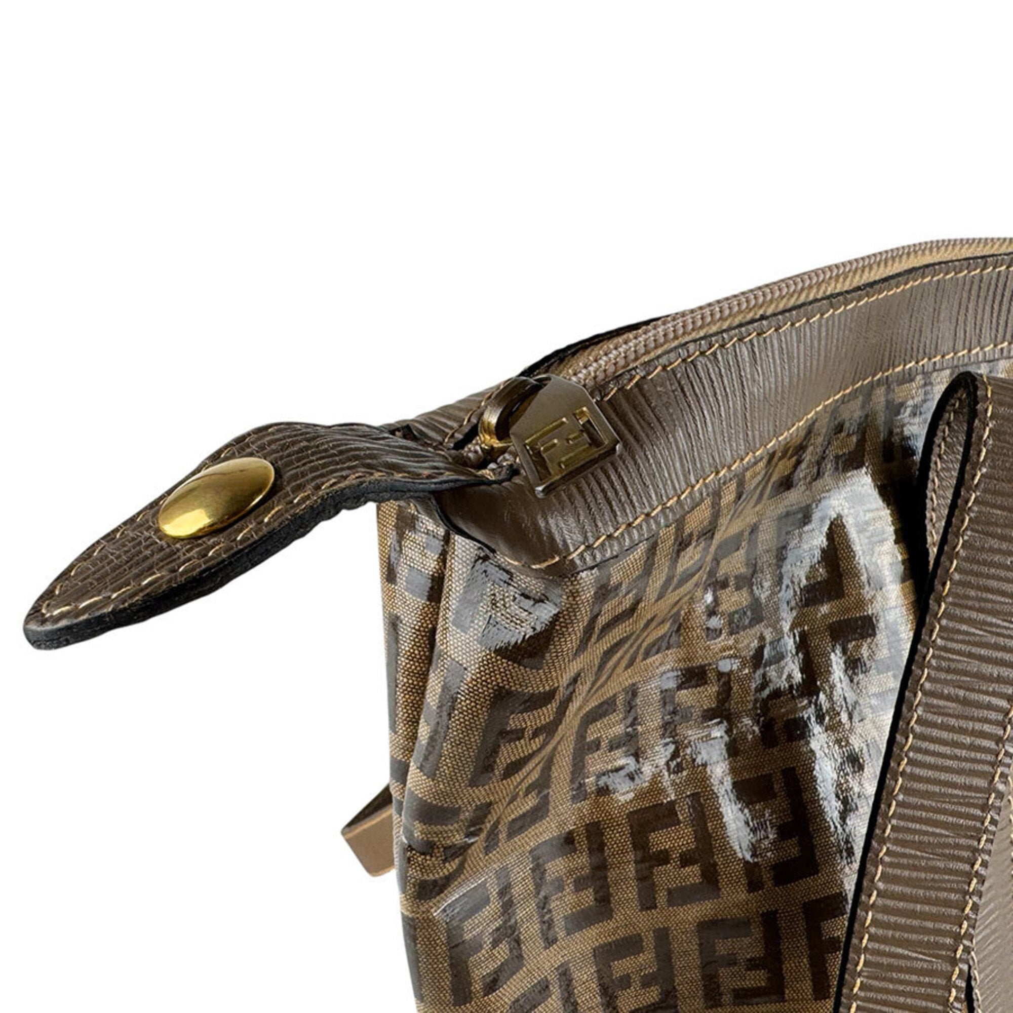 Fendi Brown Pvc Leather Shoulder Bag (Pre-Owned)